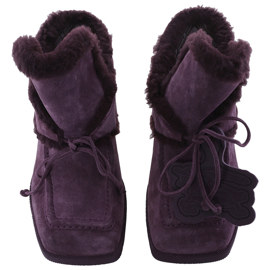 Burberry Suede and Shearling Square-Toe Highland Mules - 3