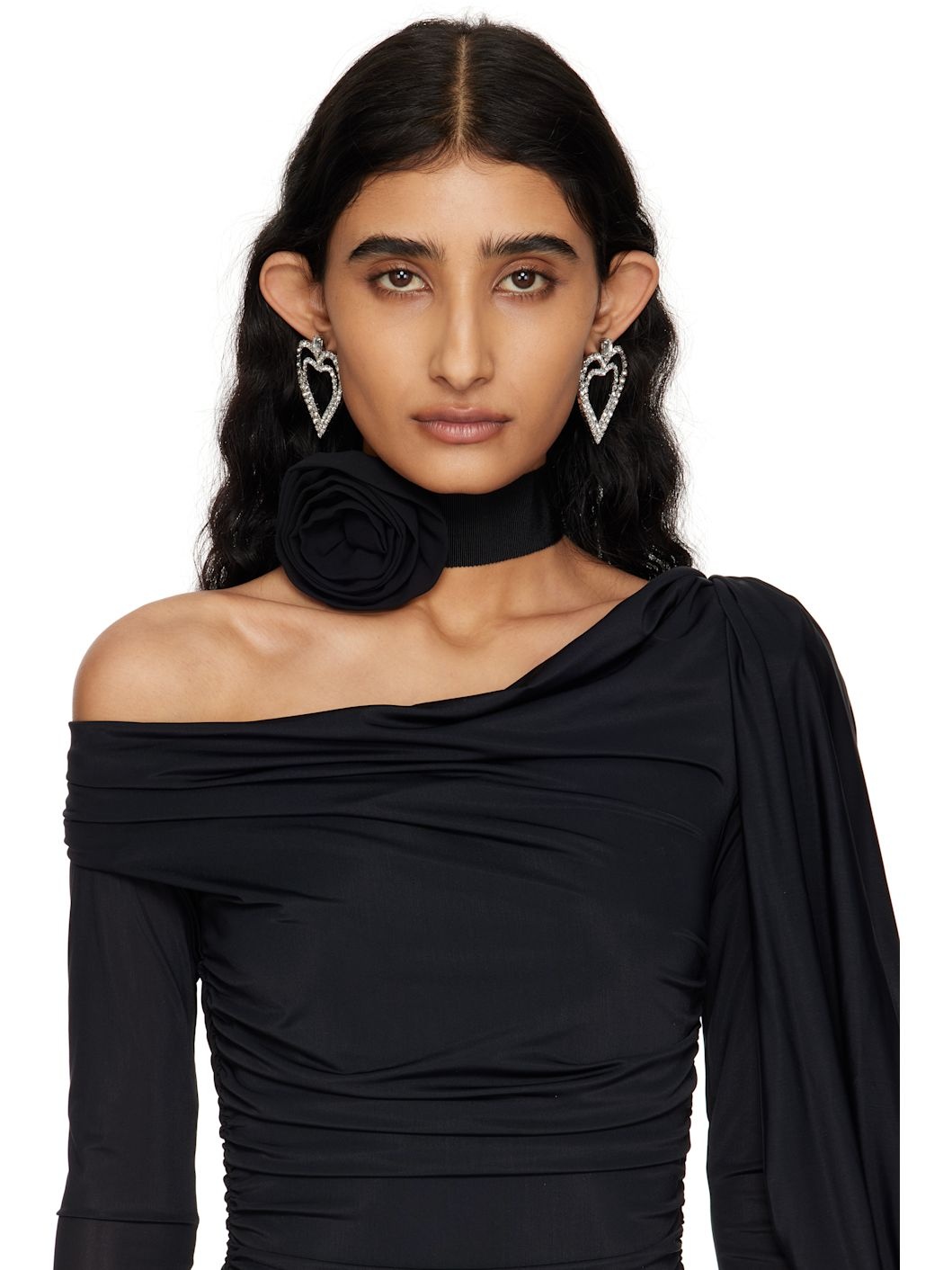 Black Grosgrain Rose Choker - 3