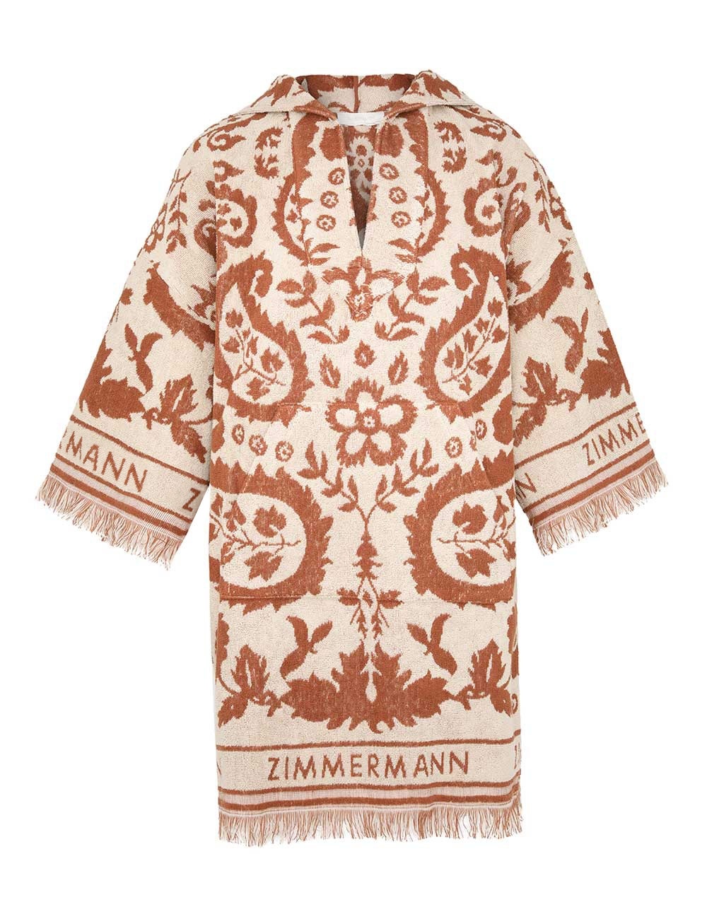 【Zimmermann】Wylie hooded frayed cotton-terry mini dress Zimmermann Wylie Hooded Frayed Cotton-Terry Jacquard Mini