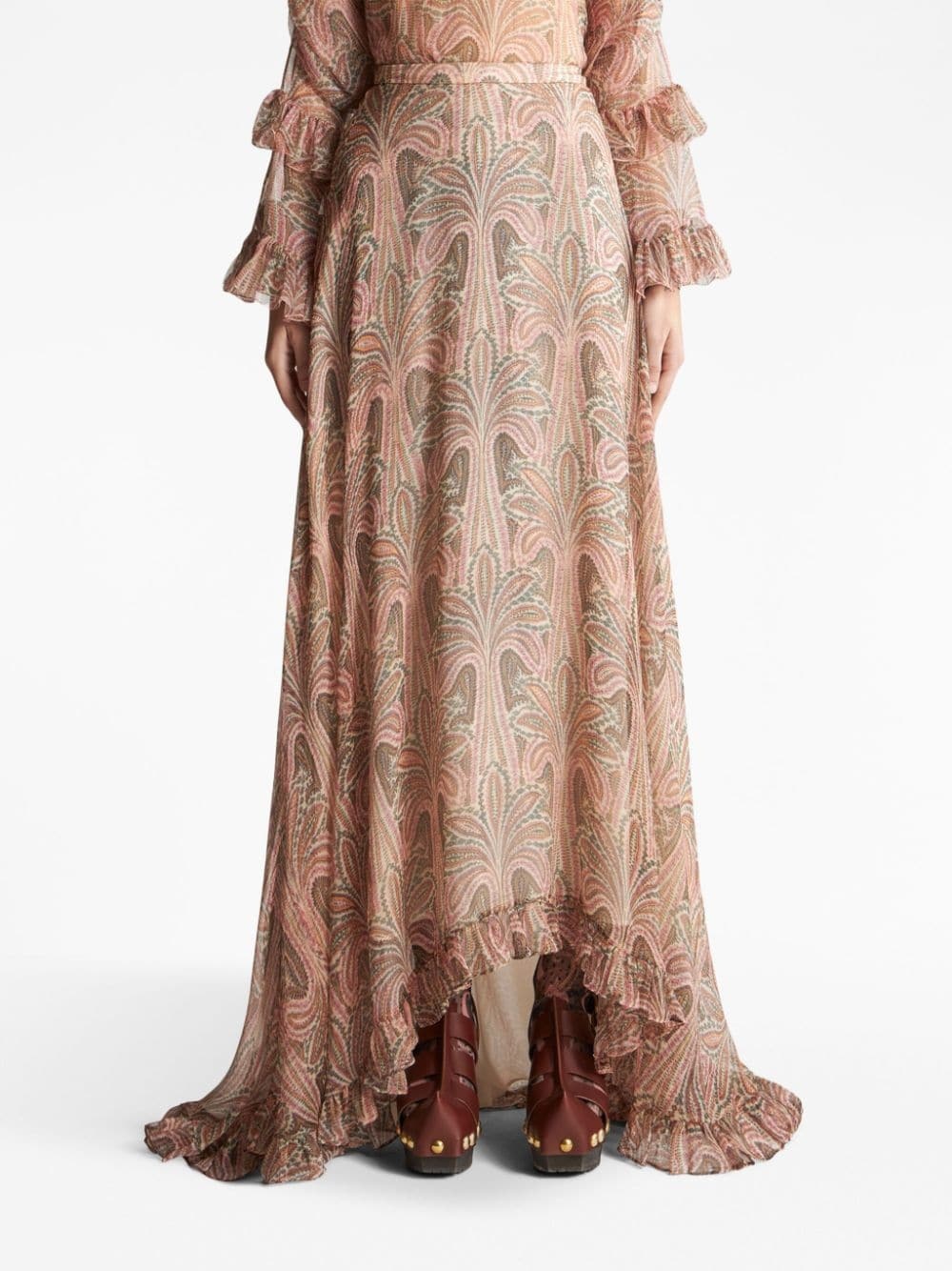 palm tree-print silk maxi skirt - 3