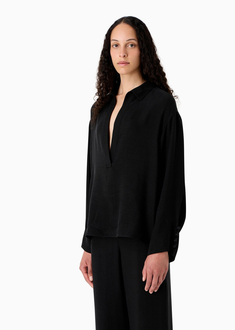 Cupro drill shirt with popover opening 2