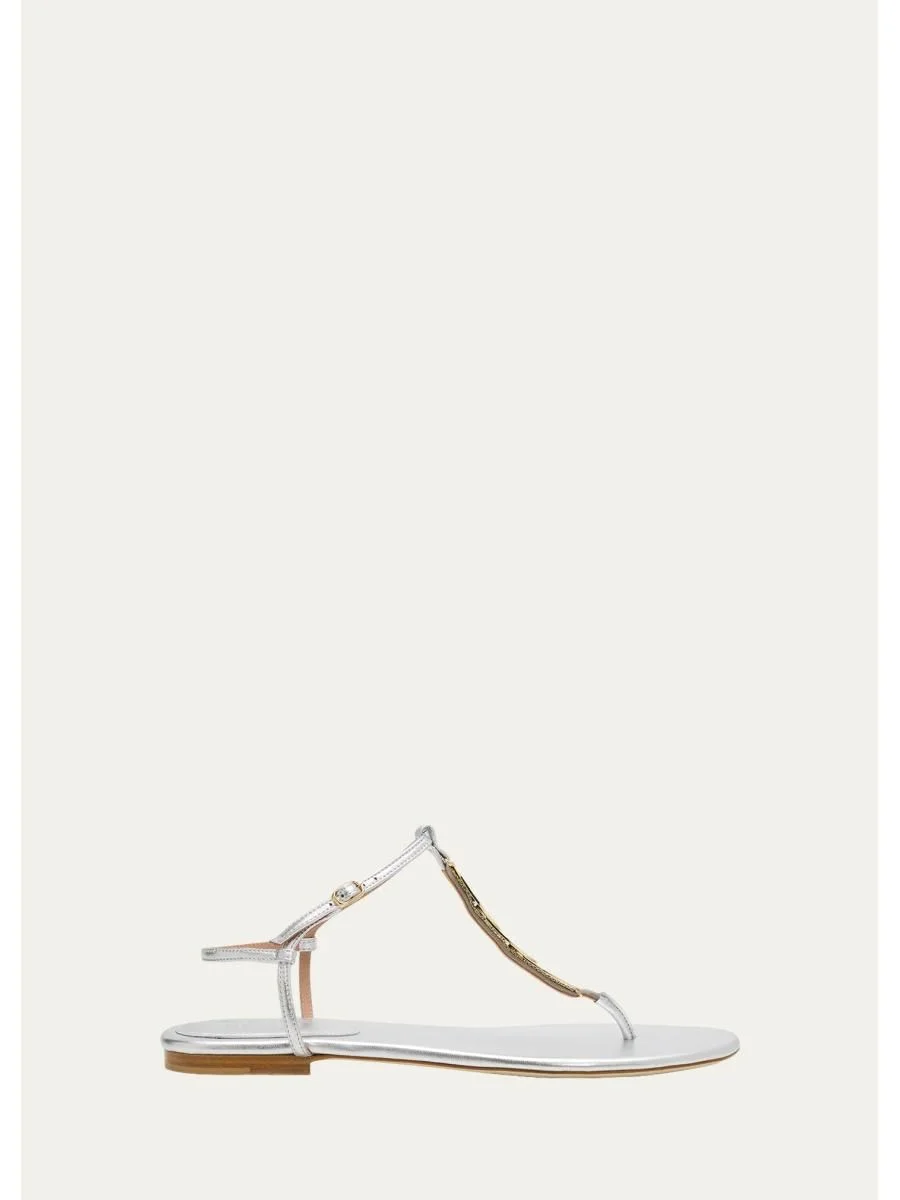 Kali Metallic Leather Thong Sandals - 1