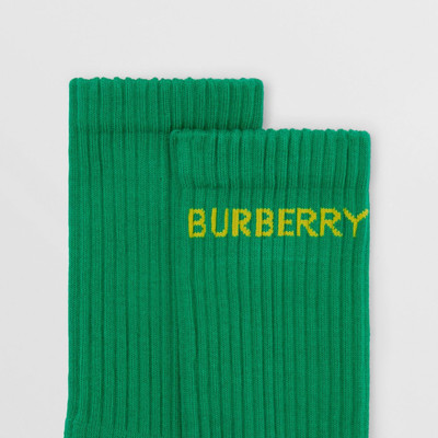 Burberry Logo Intarsia Technical Stretch Cotton Socks outlook