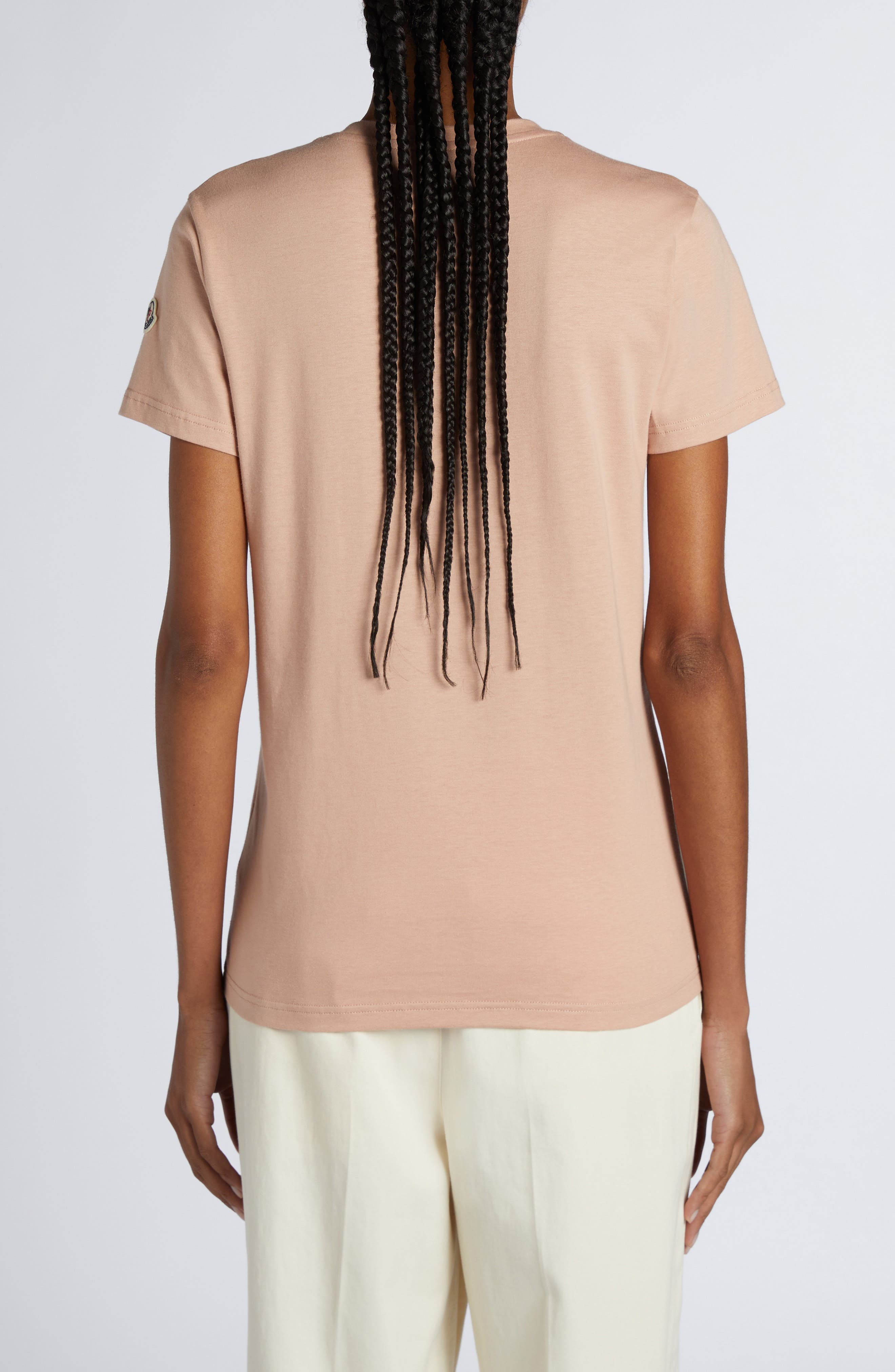 Moncler Logo Patch Cotton Jersey T-Shirt in Pink at Nordstrom - 2