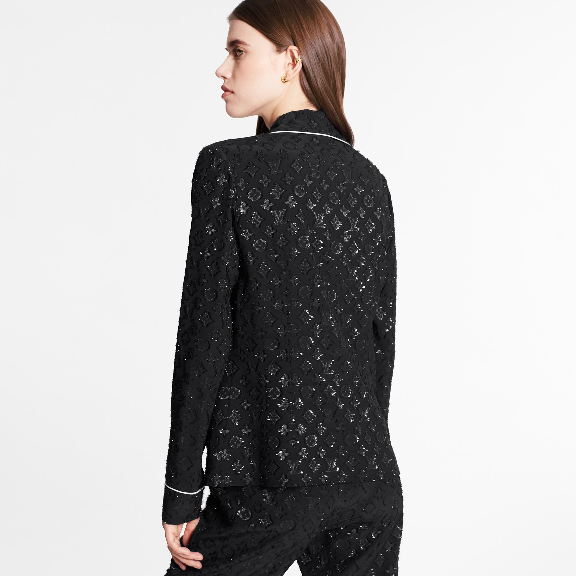 Black Pajama Top In Monogram Lurex Jacquard - 5