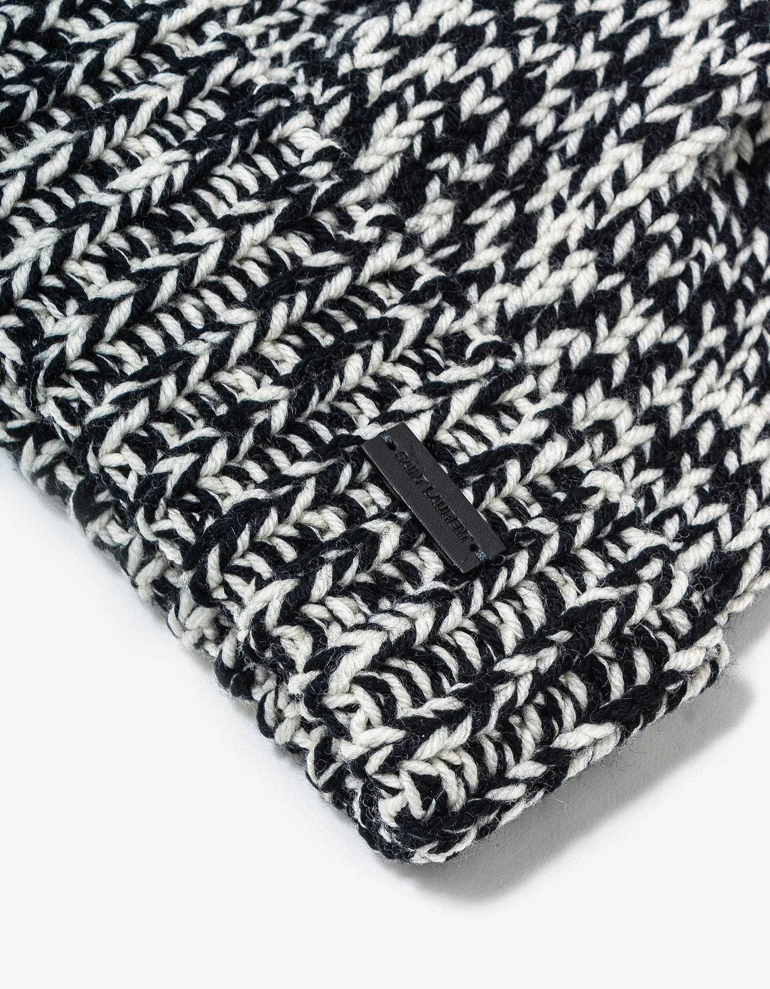 Saint Laurent Black & White Beanie Hat - 3