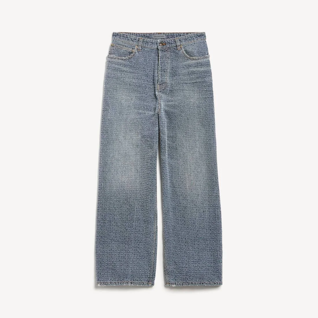 Men's Denim Stitch Baggy Jeans in Dark Blue - 1