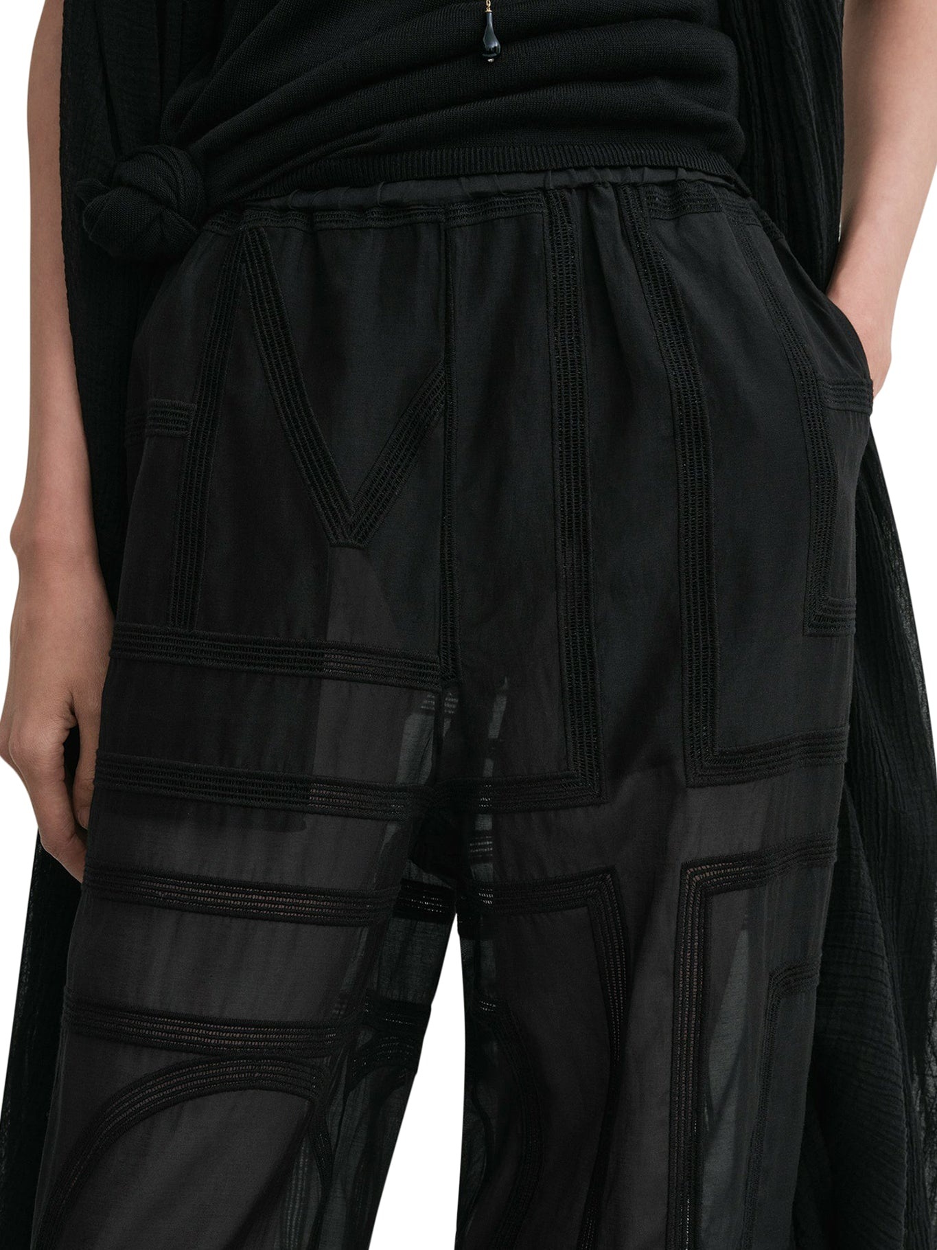 SEMI-TRANSPARENT SILK TROUSERS WITH MONOGRAM - 5