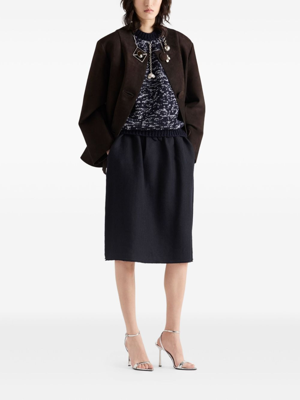 bow-detailed frayed-edge midi skirt - 3