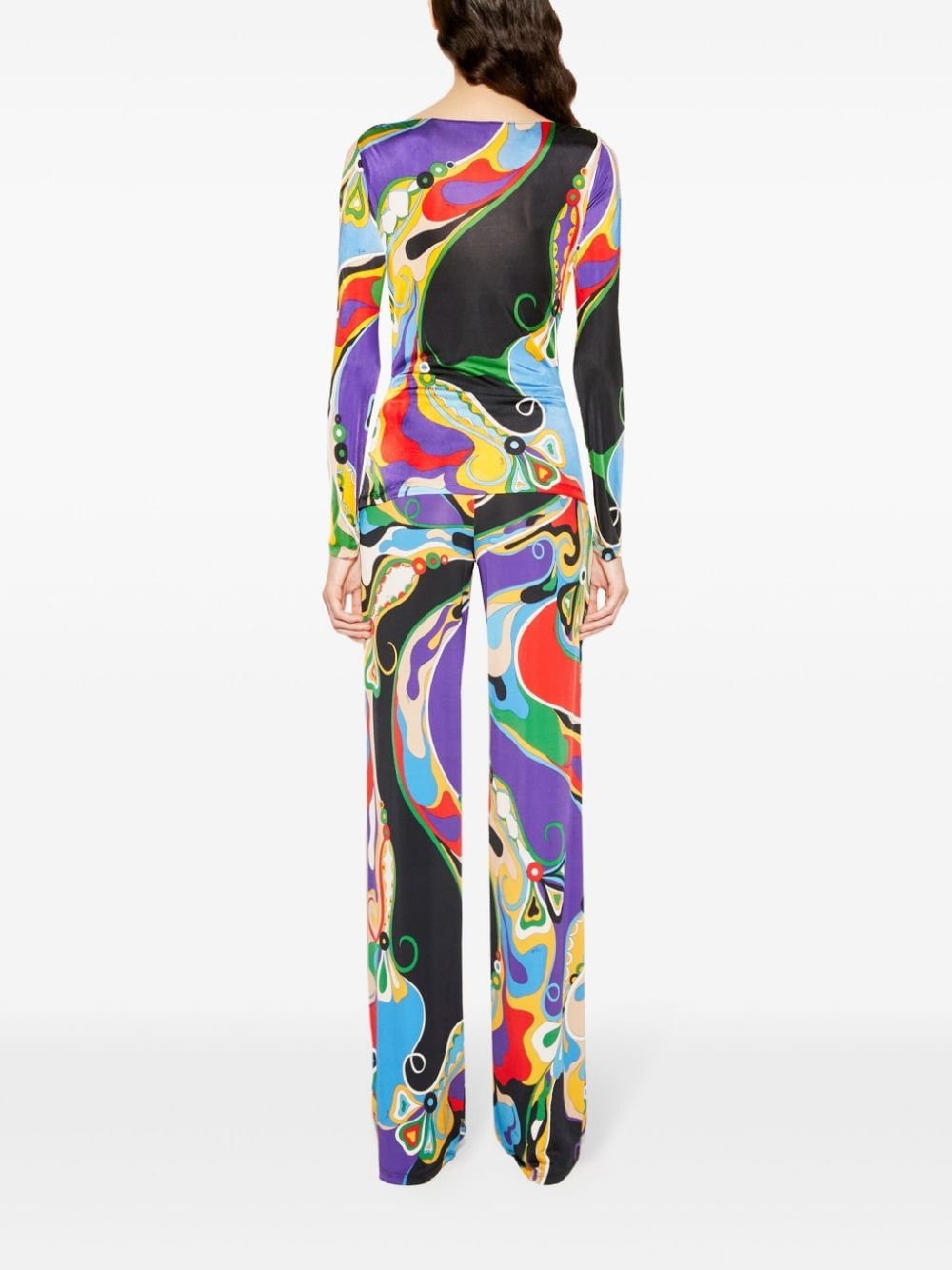 cowl-neck abstract print blouse - 4