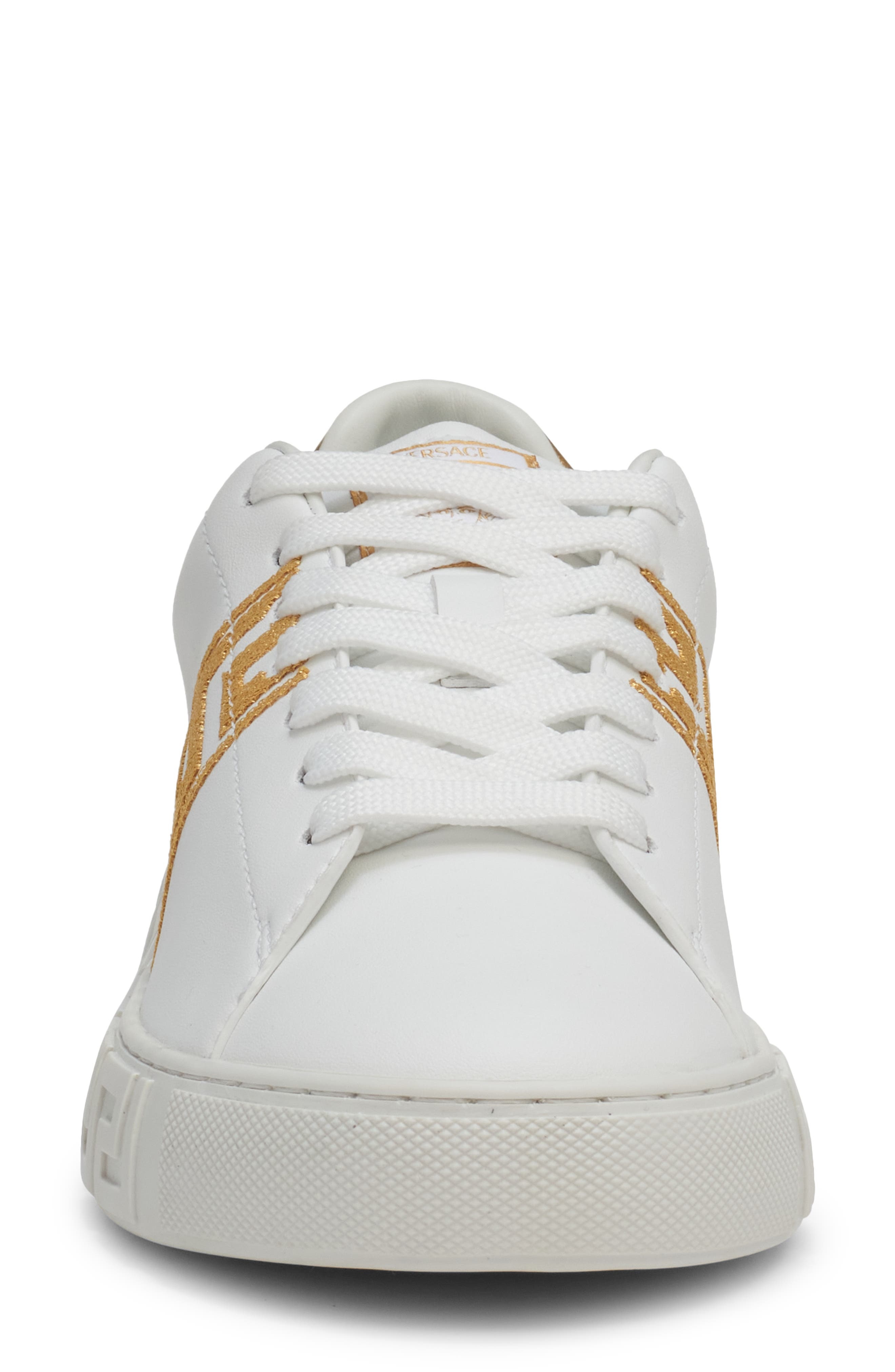 Versace Low Top Sneaker in White/Gold at Nordstrom - 4