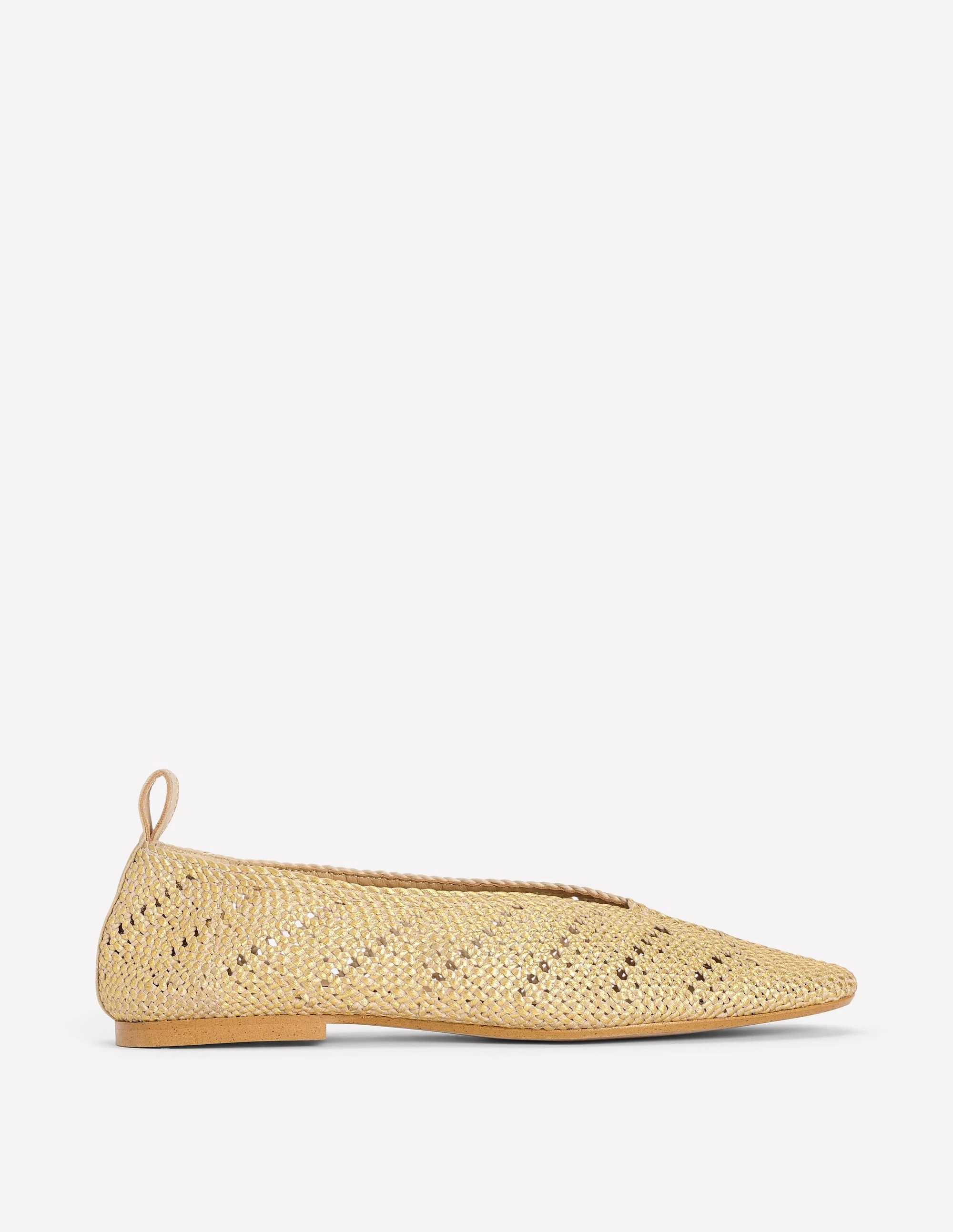 Knitted Ballet Flats-Gold Metallic - 1