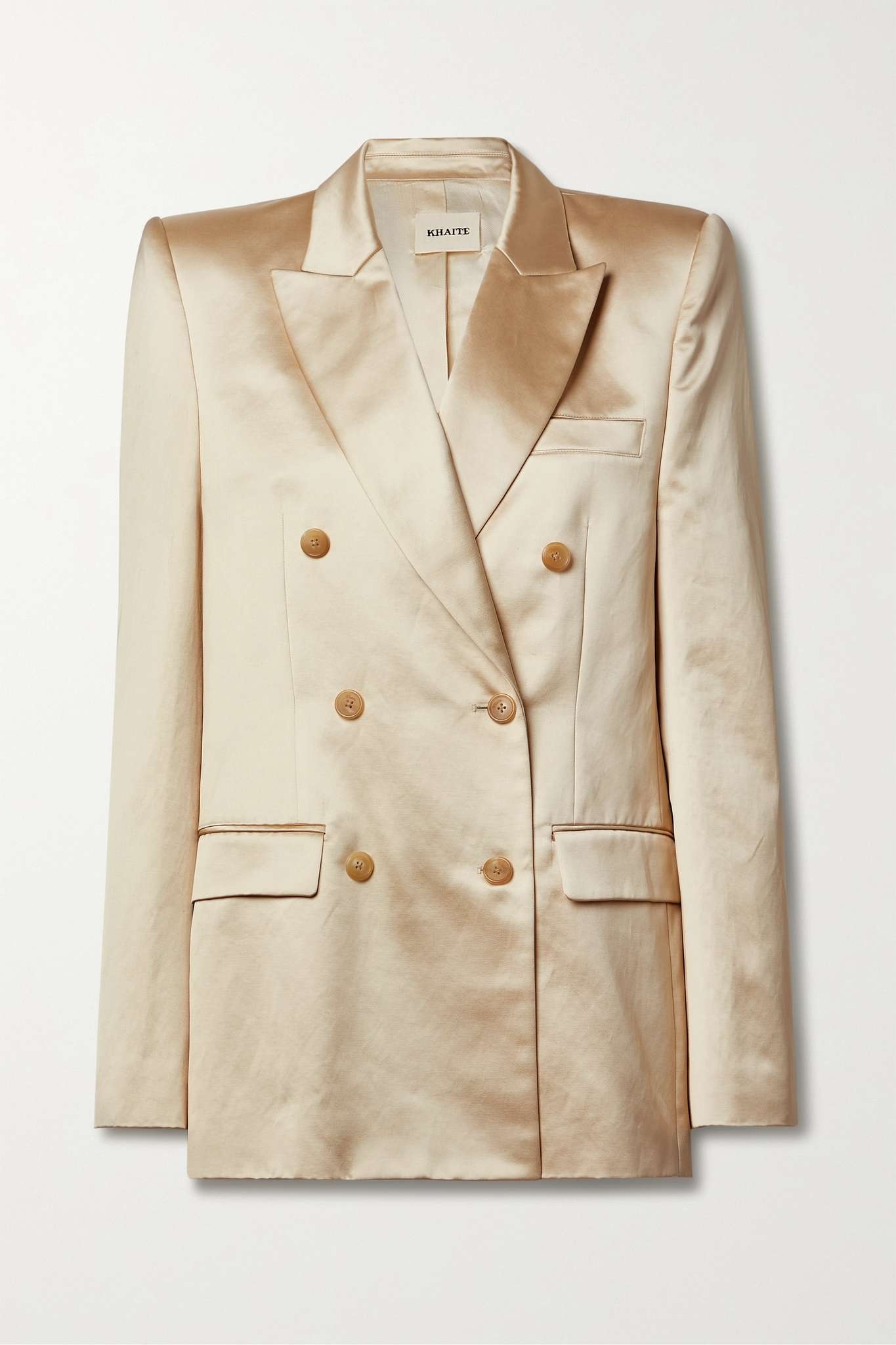 KHAITE Nathan double-breasted cotton-blend satin blazer