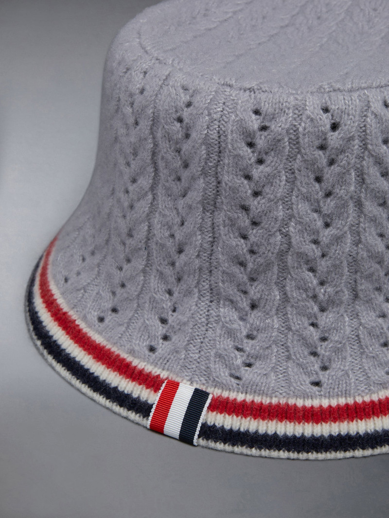 Wool Silk Cashmere Pointelle Stripe Bucket Hat 3