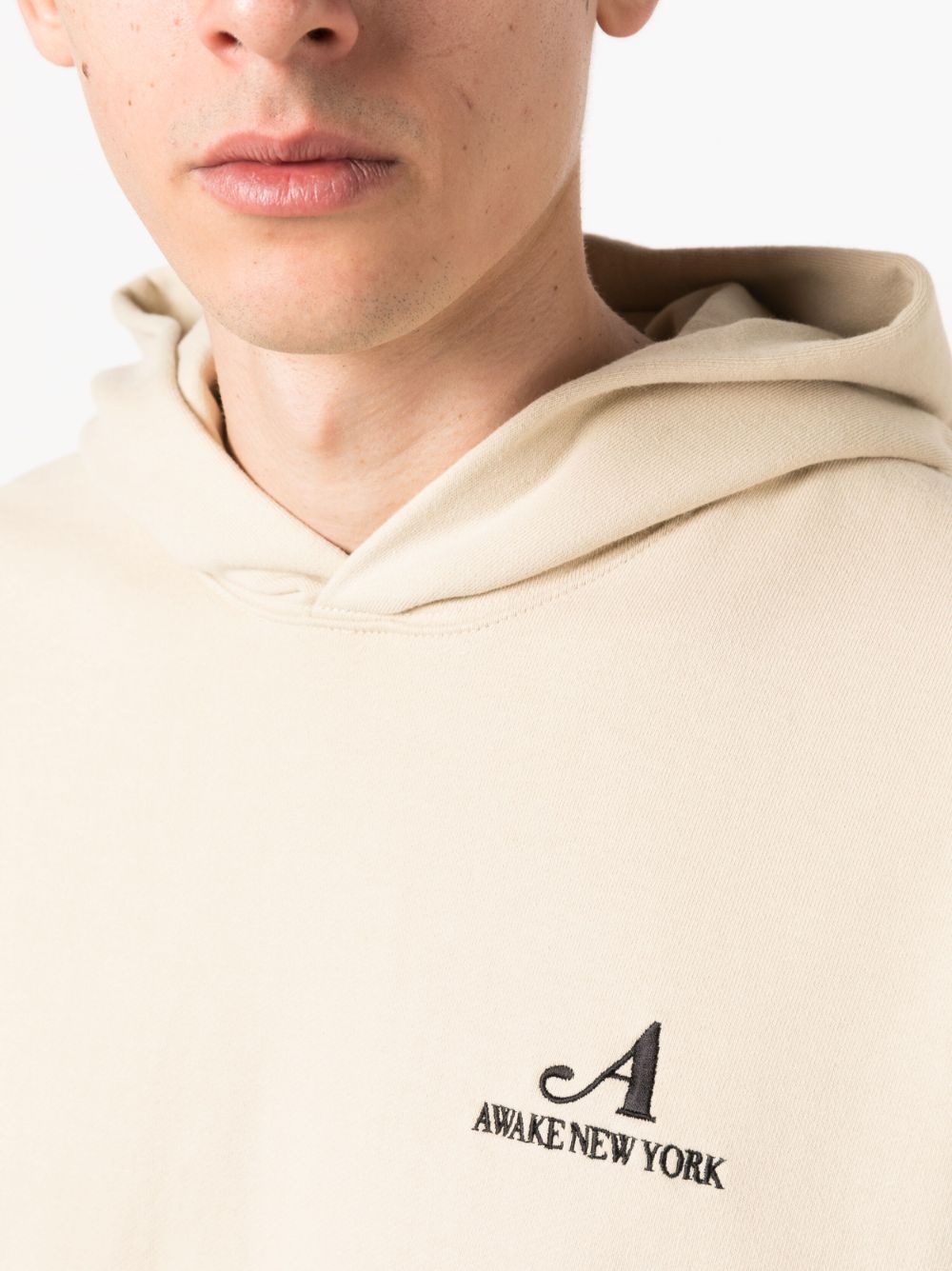 embroidered-logo cotton hoodie - 5