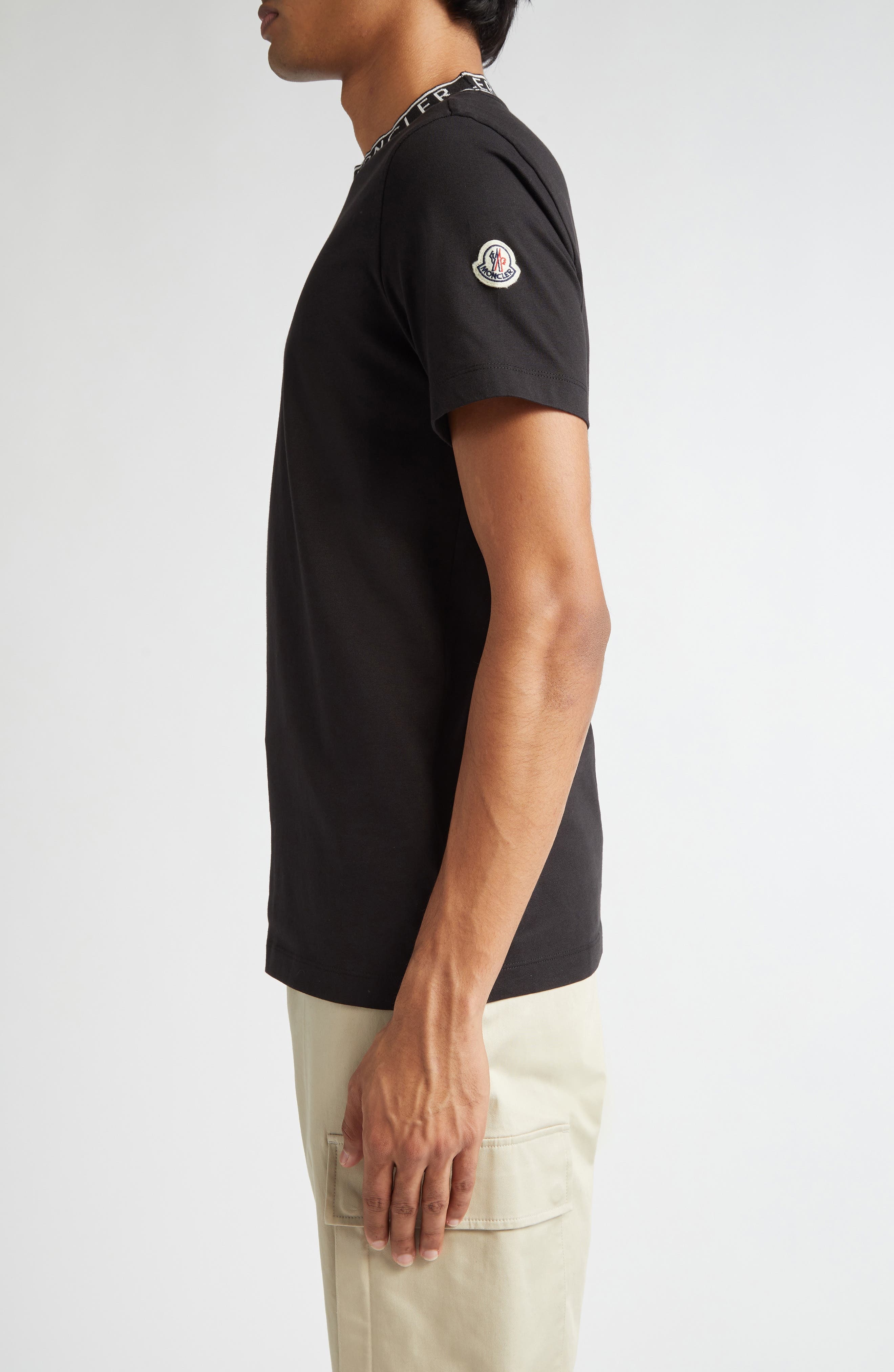 Moncler Logo Cotton T-Shirt in Black at Nordstrom - 3