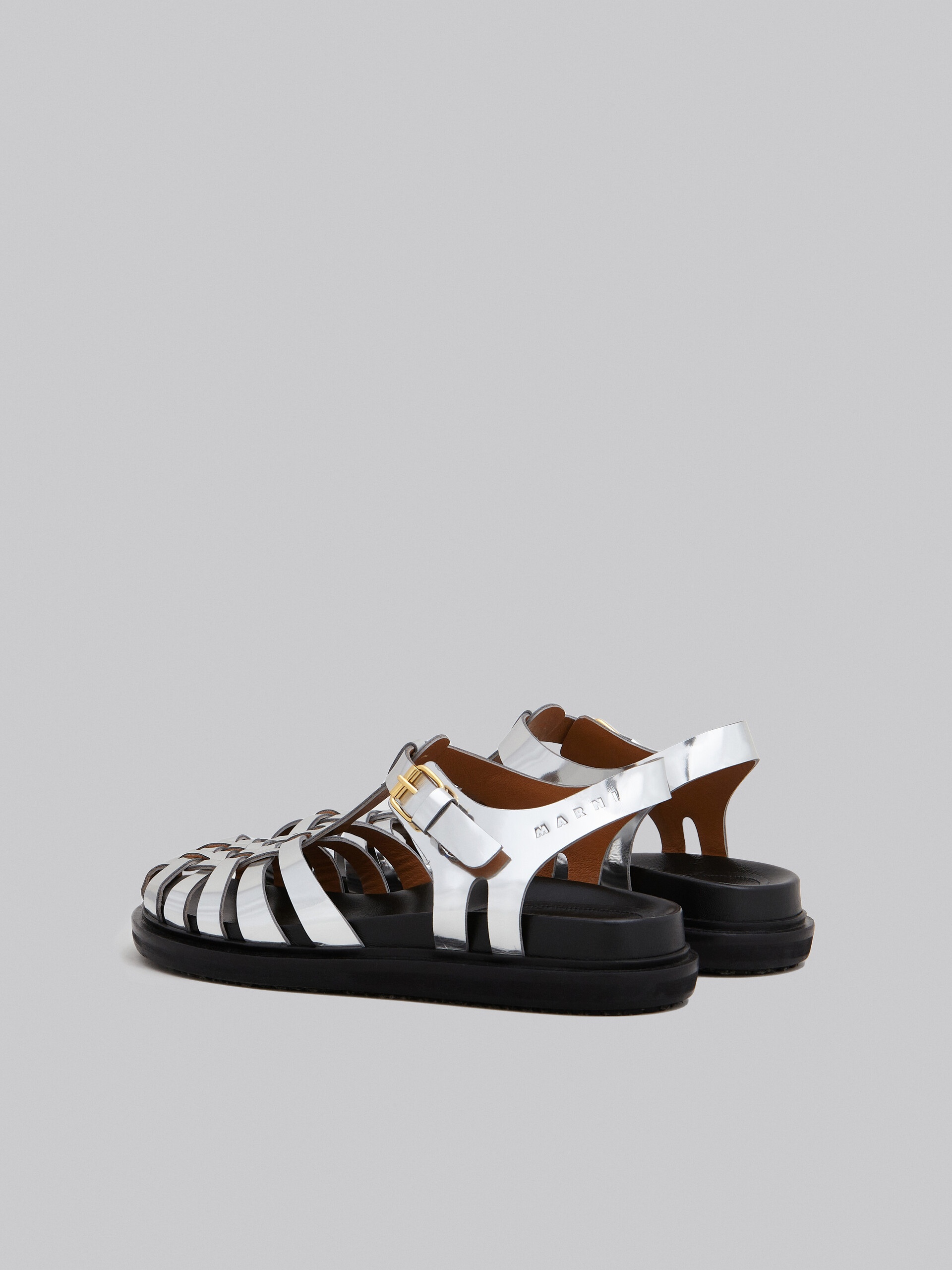 Marni SILVER MIRRORED LEATHER FISHERMAN'S SANDAL | REVERSIBLE