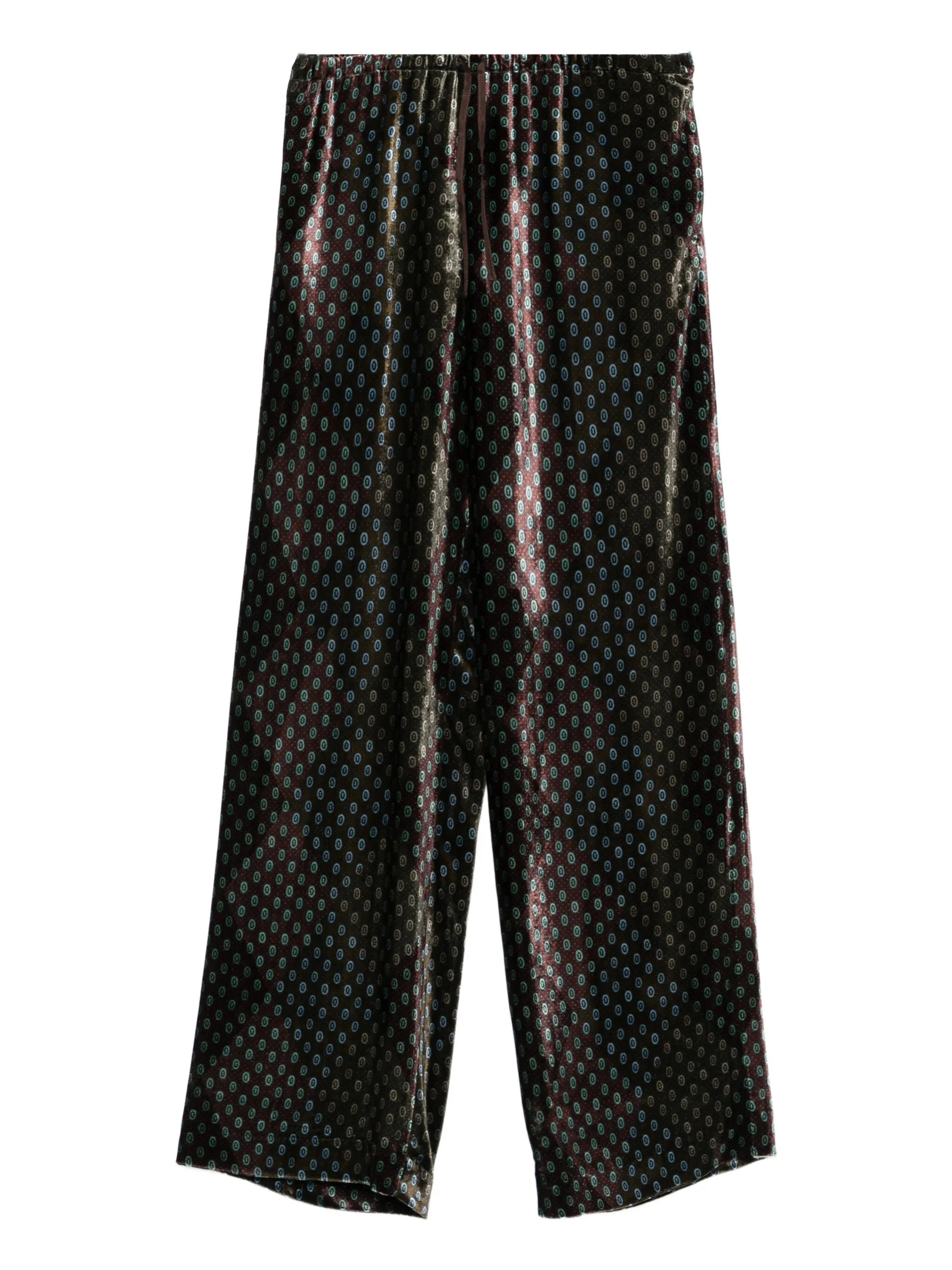 elasticated-waist velvet trousers - 1
