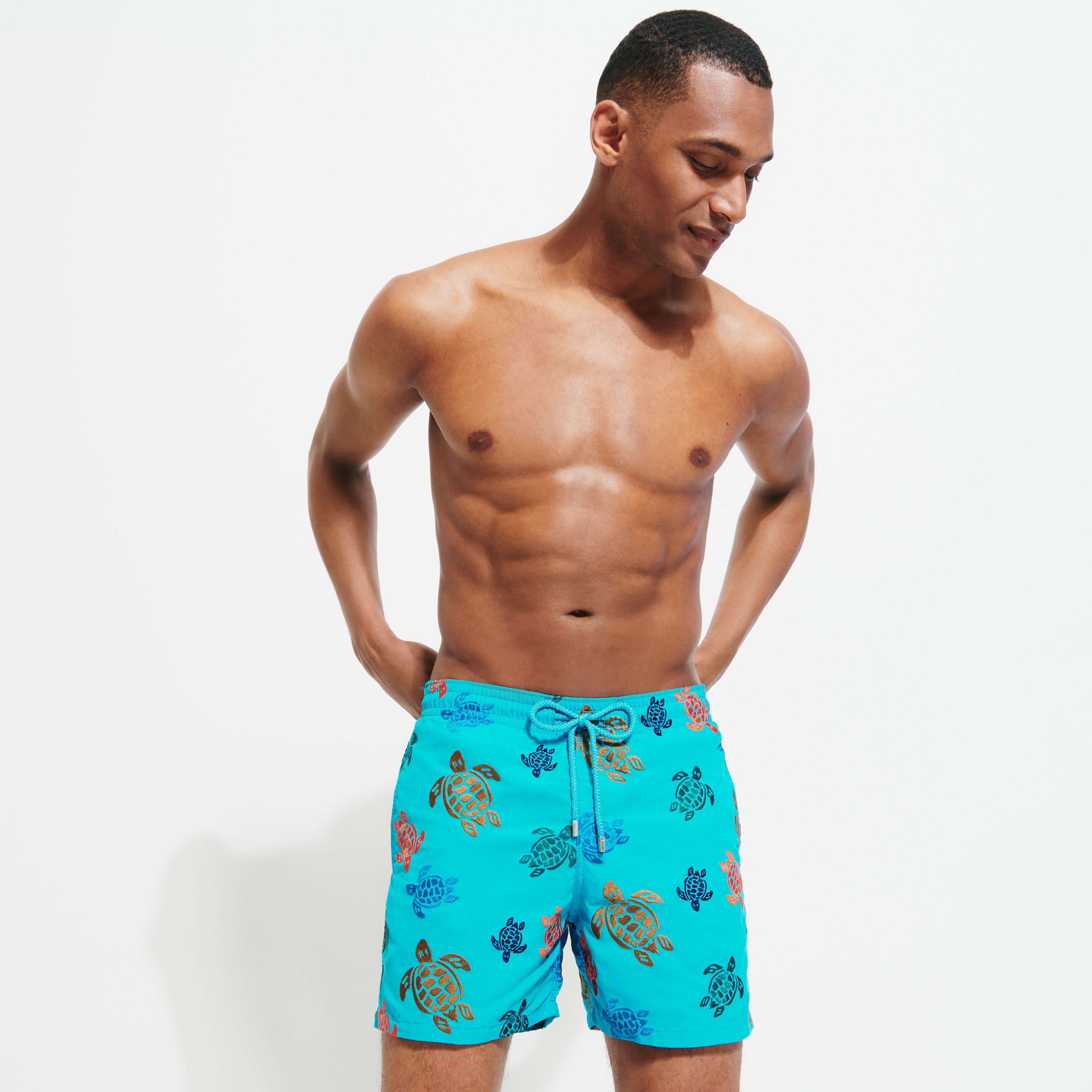 Men Embroidered Swim Trunks Ronde Des Tortues - Limited Edition - 3