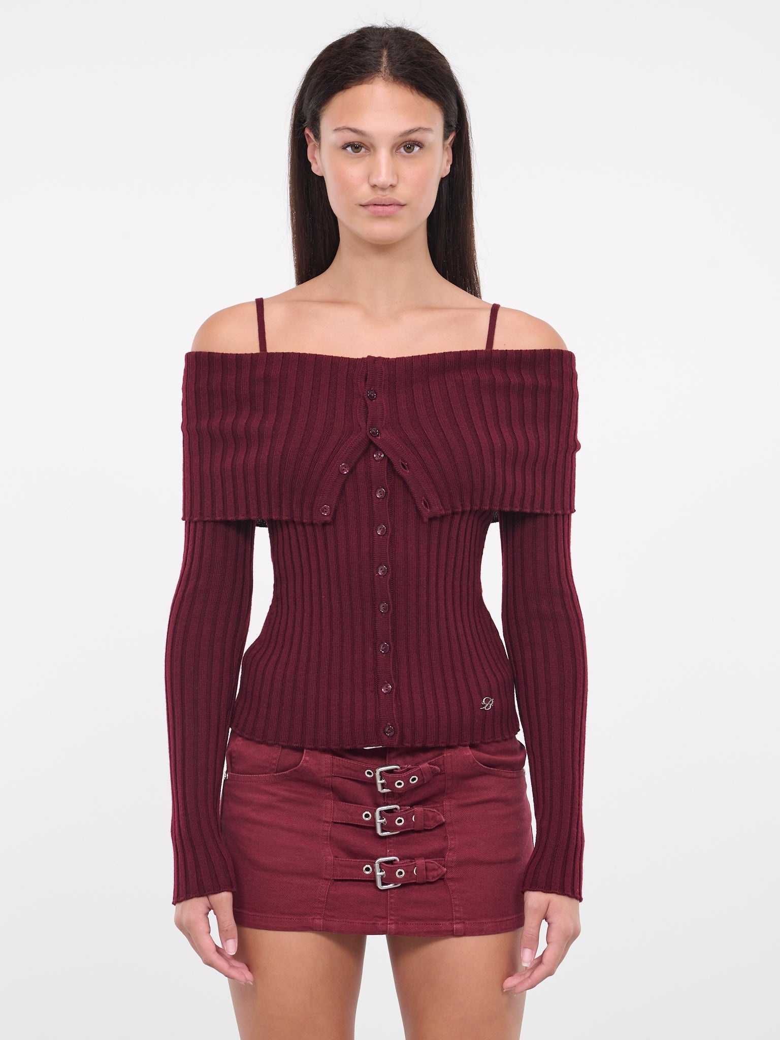 Blumarine Buckle-strap Corset Top in Red