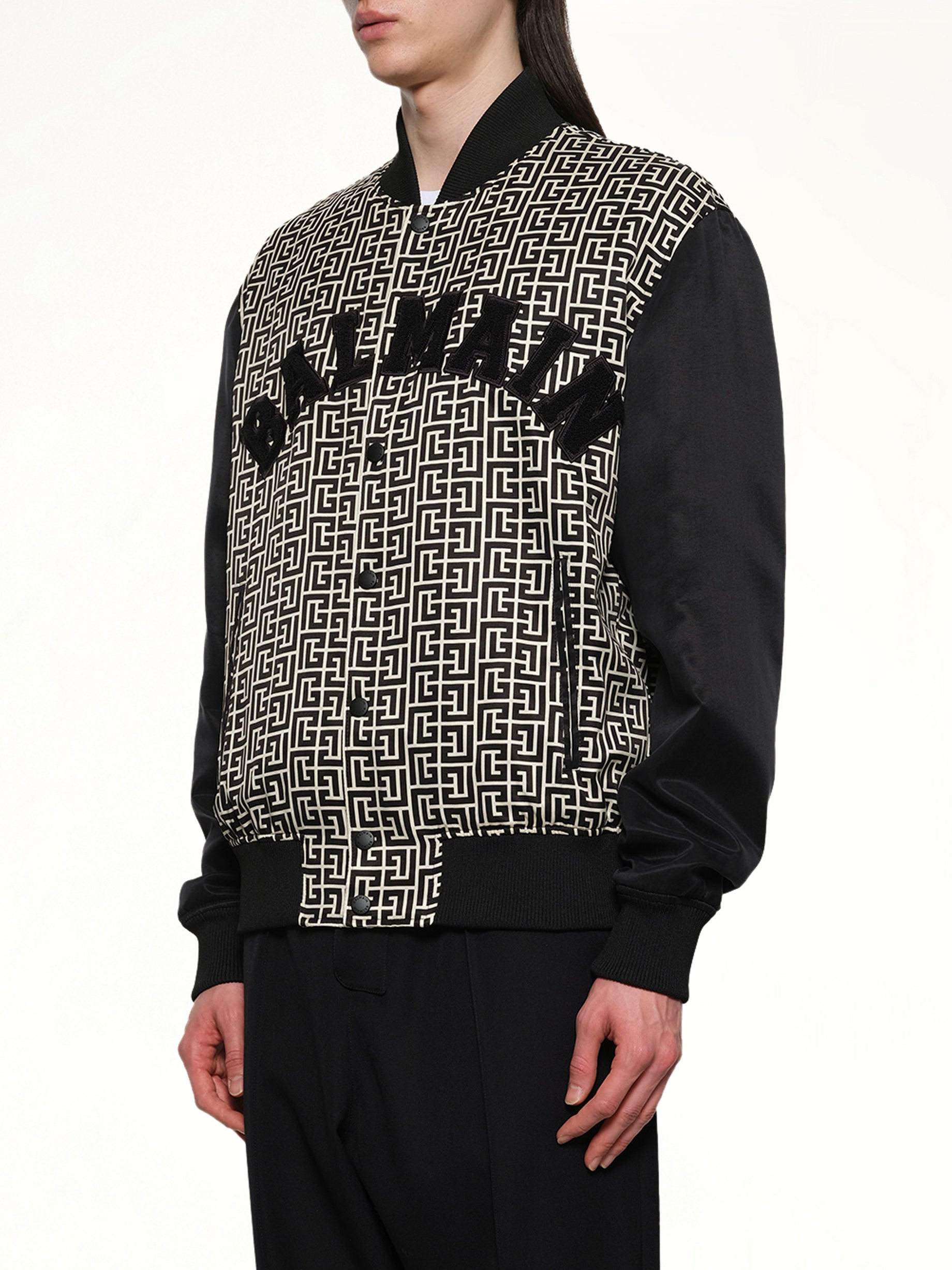 Monogram Varsity Jacket in Black/White - 3