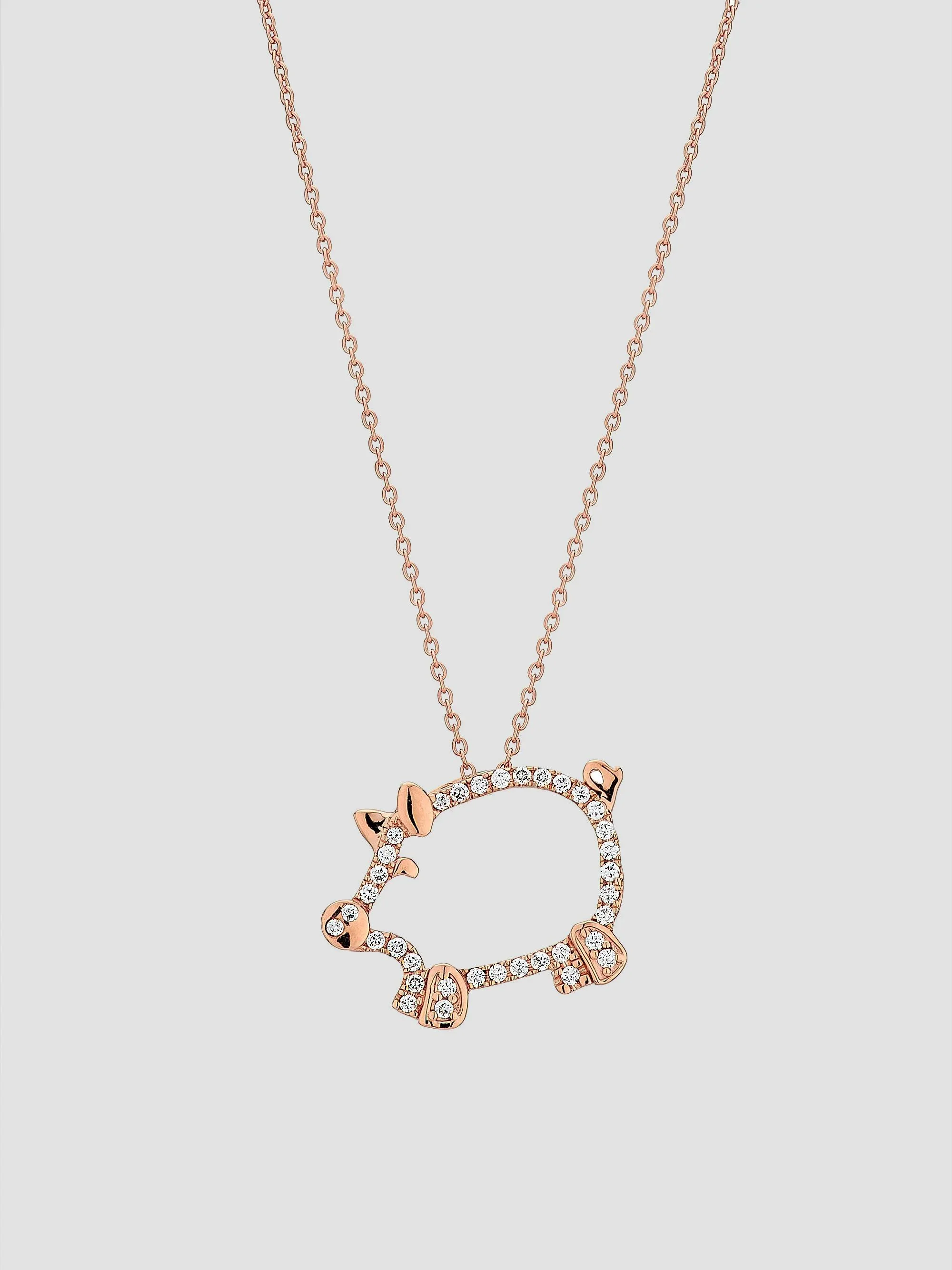 Women's Tiny Treasures 18K Rose Gold & 0.15 TCW Diamond Pig Pendant Necklace - Pink Gold - 1