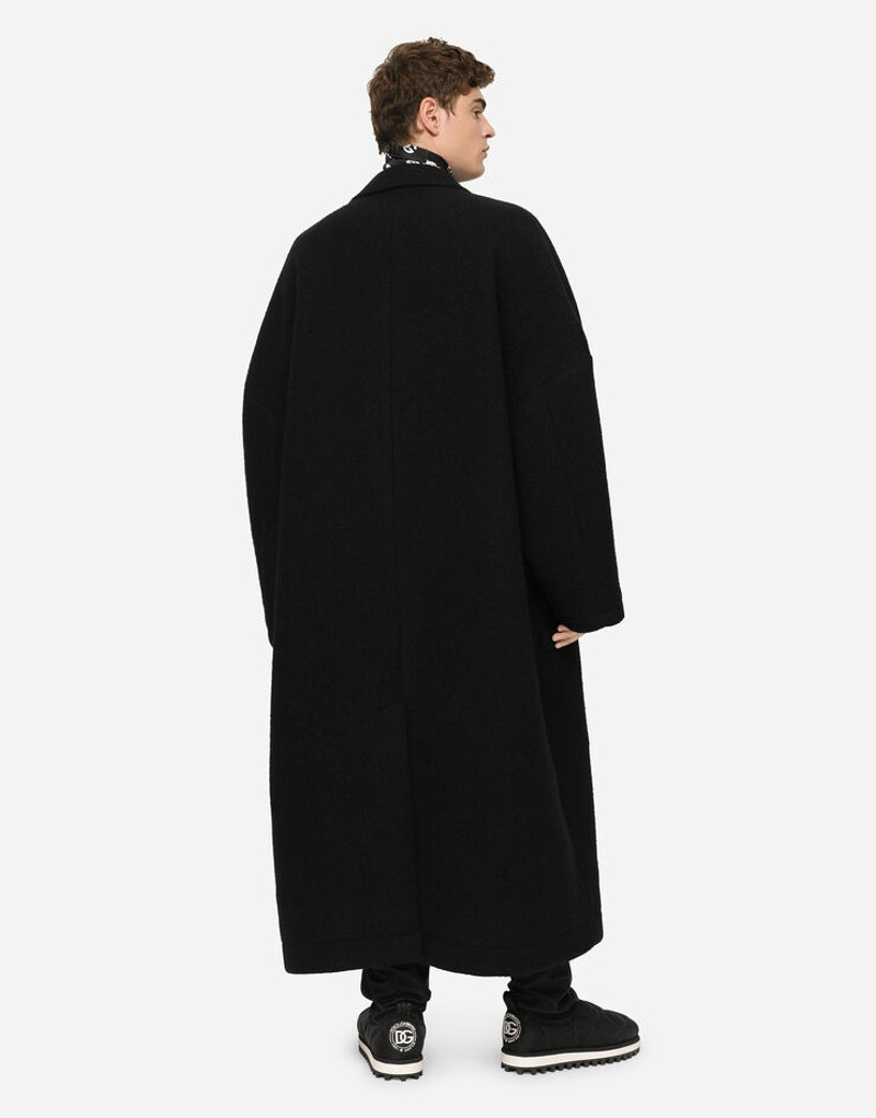 Double-breasted boiled wool coat 2