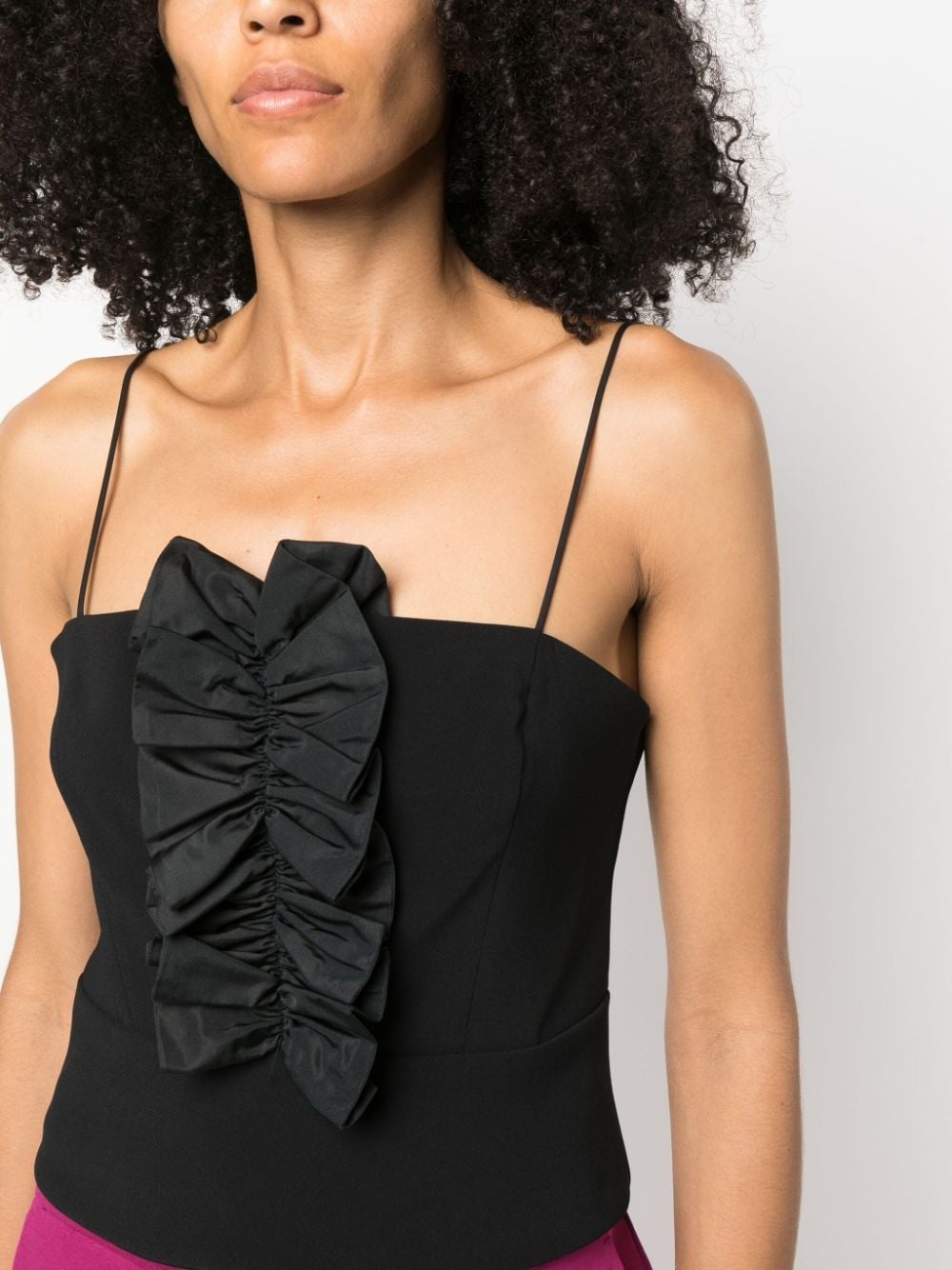 ruffled-trim spaghetti-strap top - 5