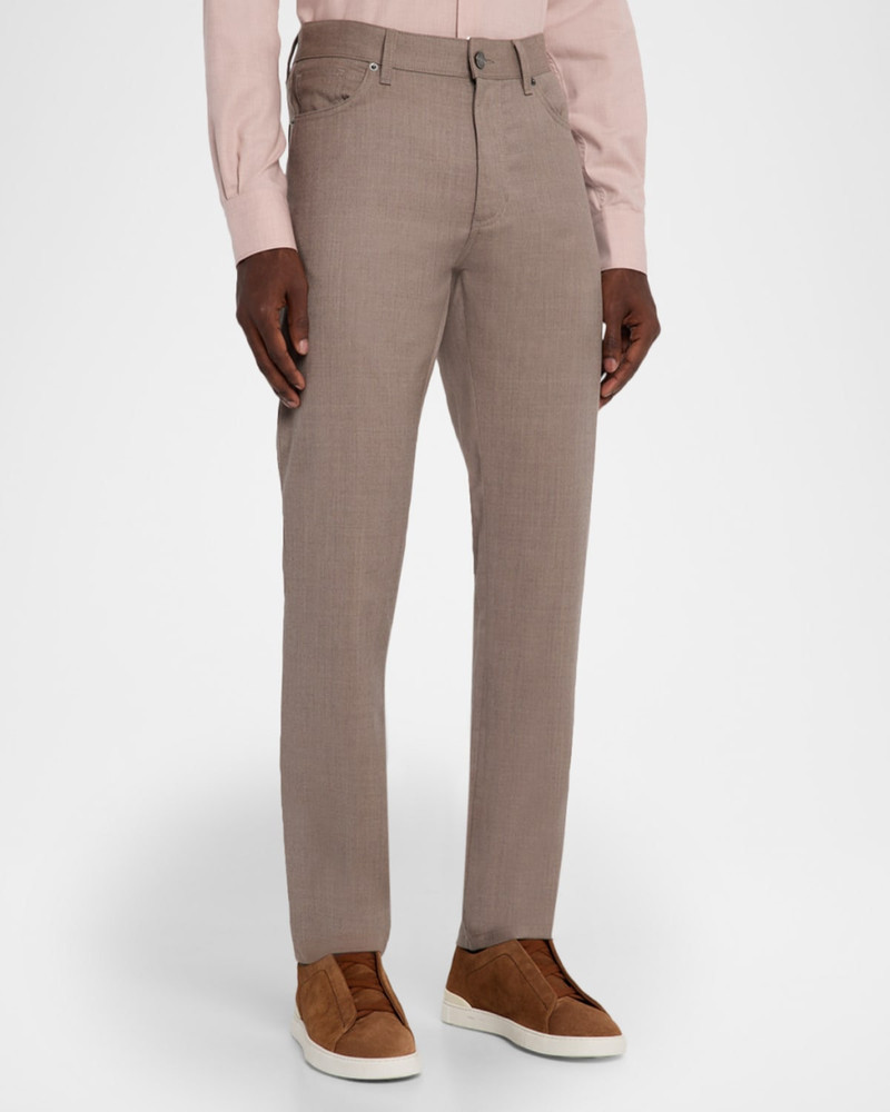 Men's Wool Sharkskin Slim Five-Pocket Pants 4