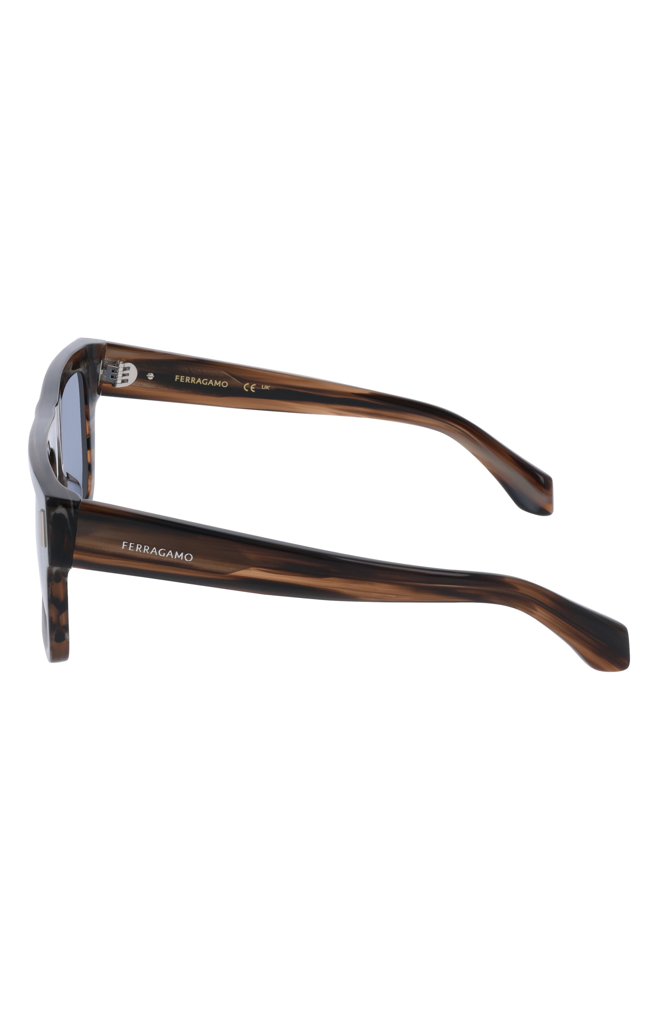 FERRAGAMO 53mm Square Sunglasses in Striped Brown at Nordstrom - 4