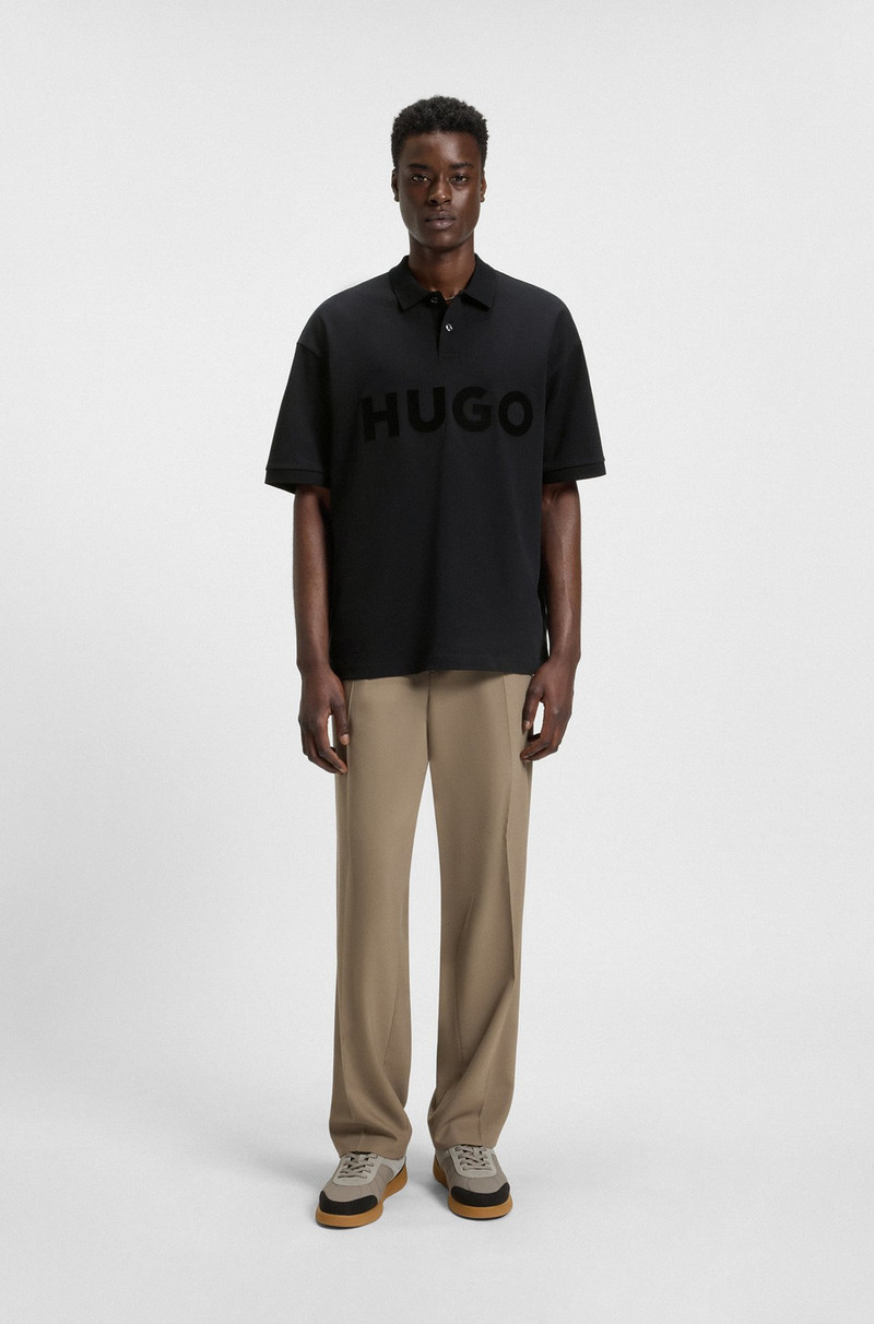 HUGO OVERSIZE-FIT COTTON POLO SHIRT TONAL LOGO PRINT와 outlook