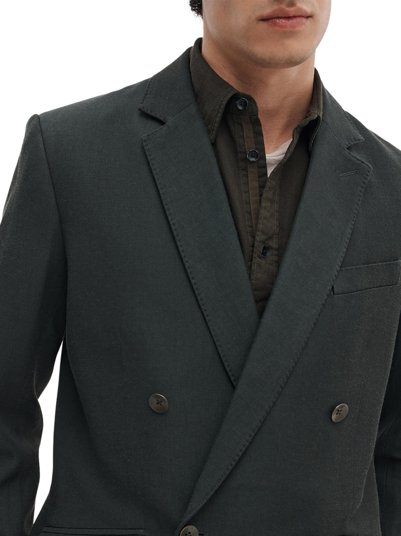 Men's Butler Wool-Blend Double-Breasted Blazer - Charcoal Green 6