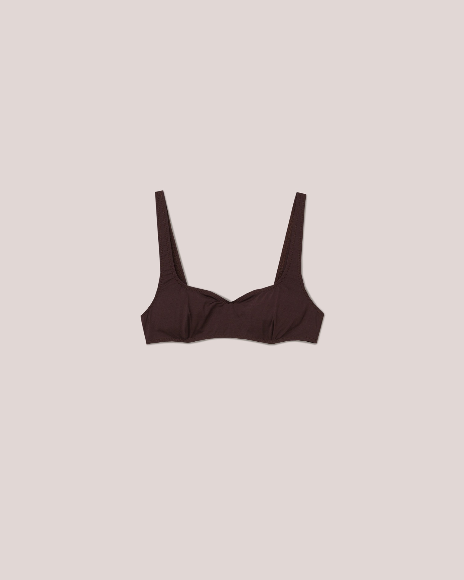 LONA - Matte-stretch bikini top - Brown - 1