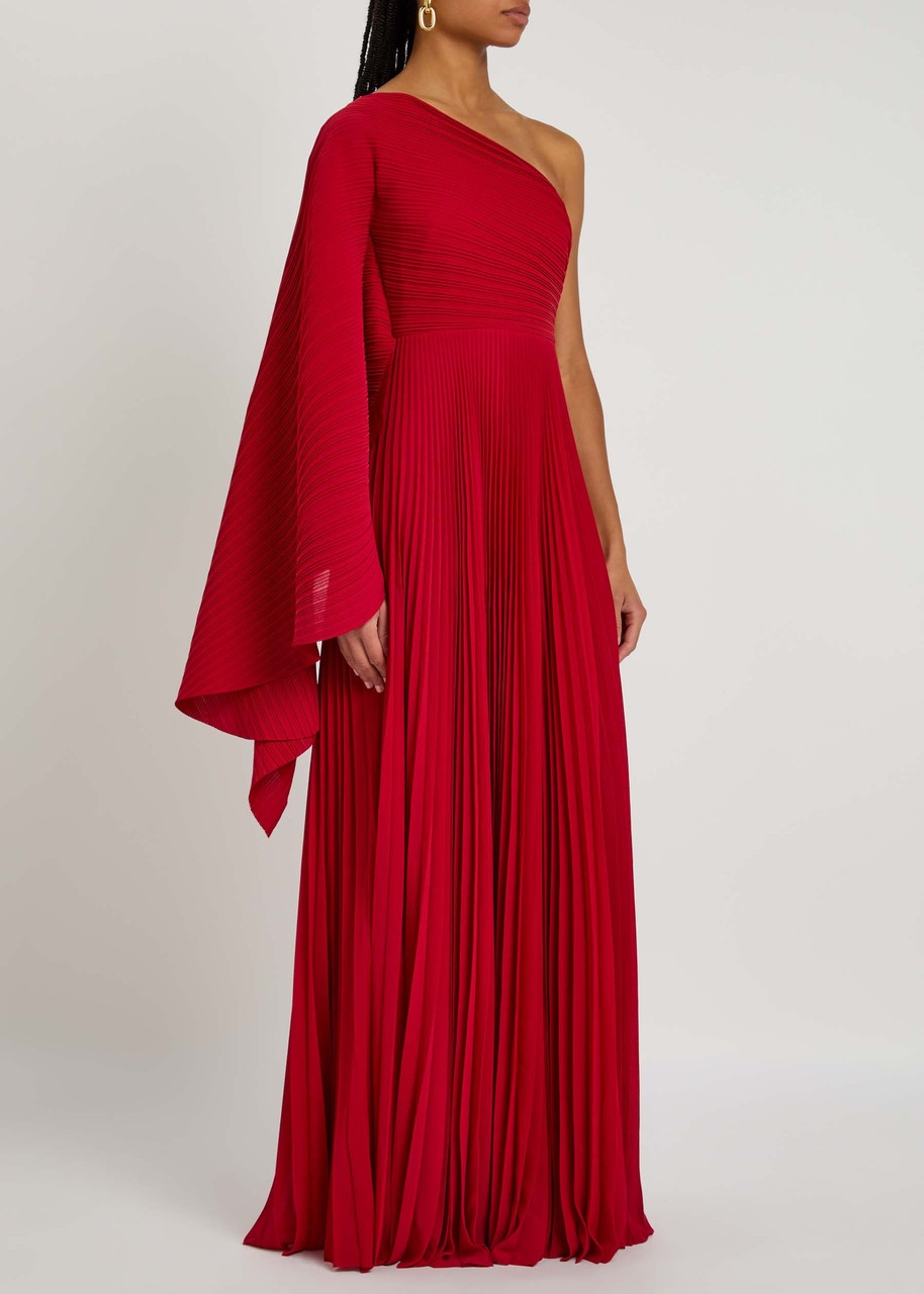 Solace London Draped One-shoulder Plissé Gown - 2