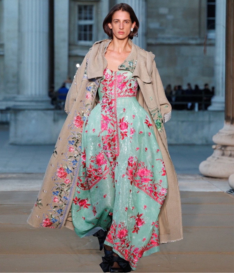 EMBROIDERED ORGANZA DRAPED MIDI DRESS 3