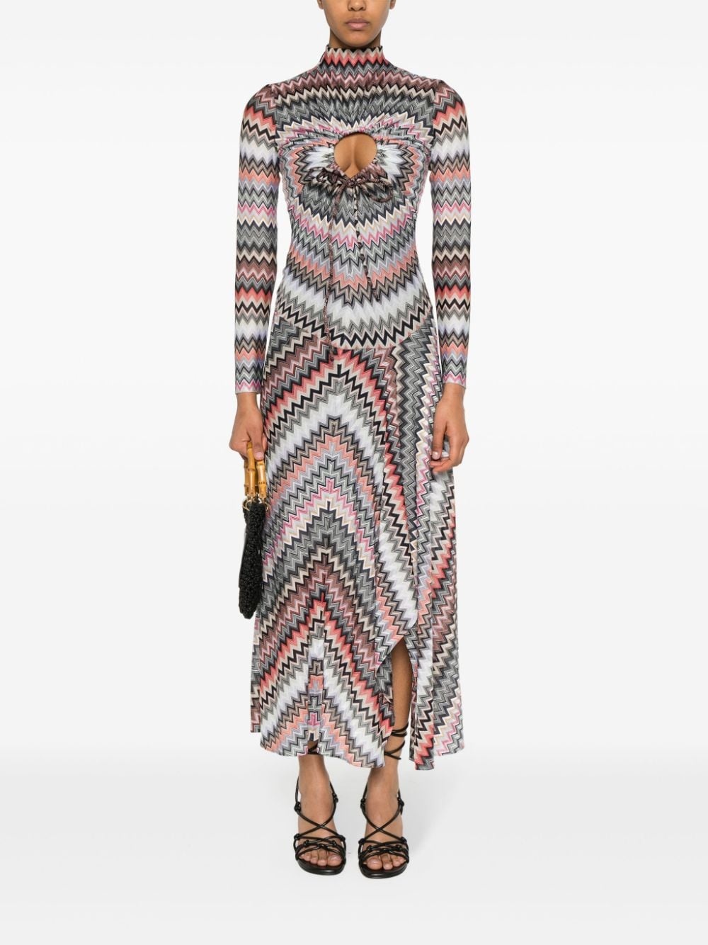 zigzag-woven asymmetric dress - 2