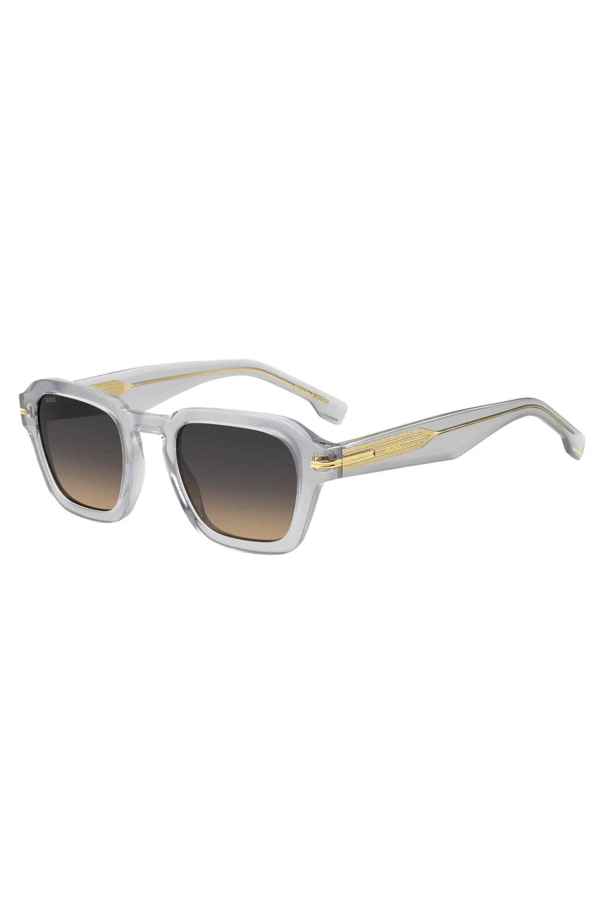 TEMPLE-STRIPE SUNGLASSES IN CLEAR ACETATE - 1