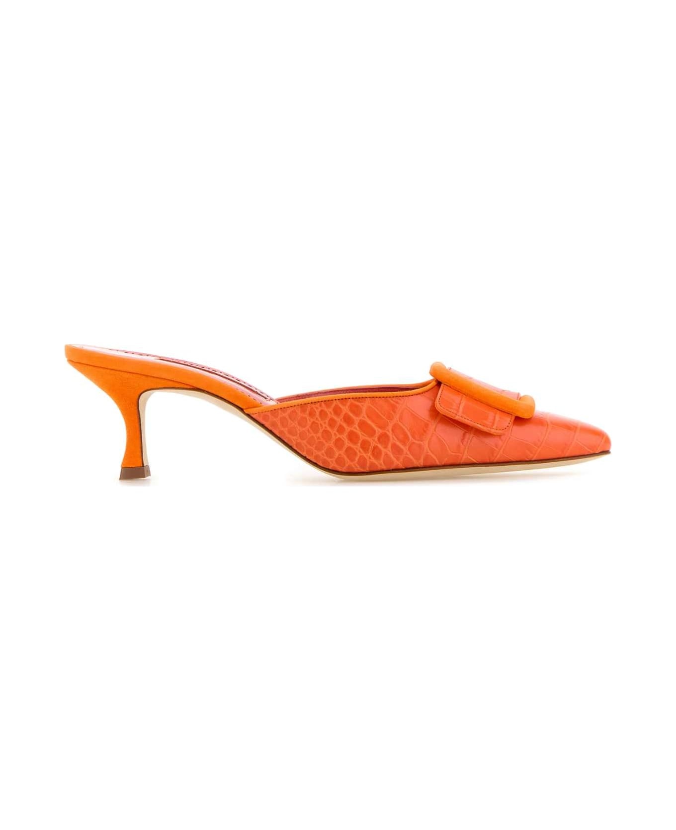 Orange Leather Maysale Mules - 1