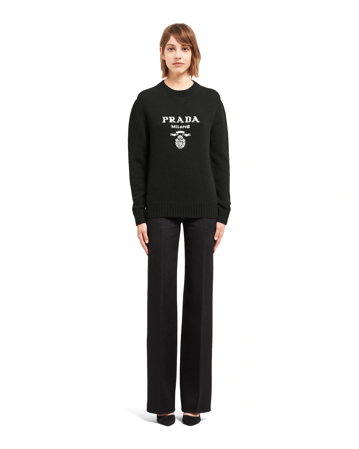 Cashmere and wool Prada logo crew-neck sweater - 2