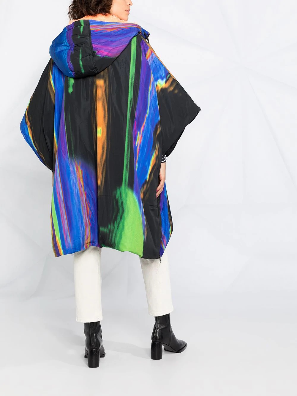 graphic-print padded cape coat - 4