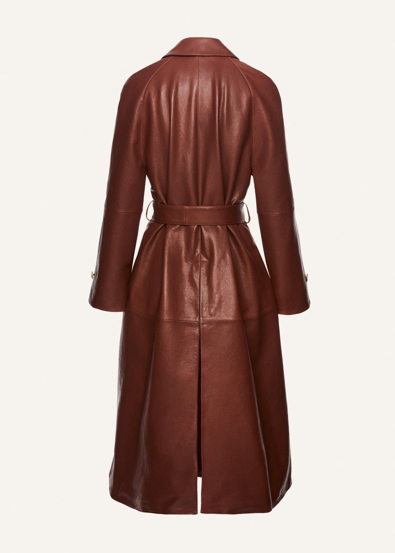 MAGDA BUTRYM Belted leather trench coat in brown outlook