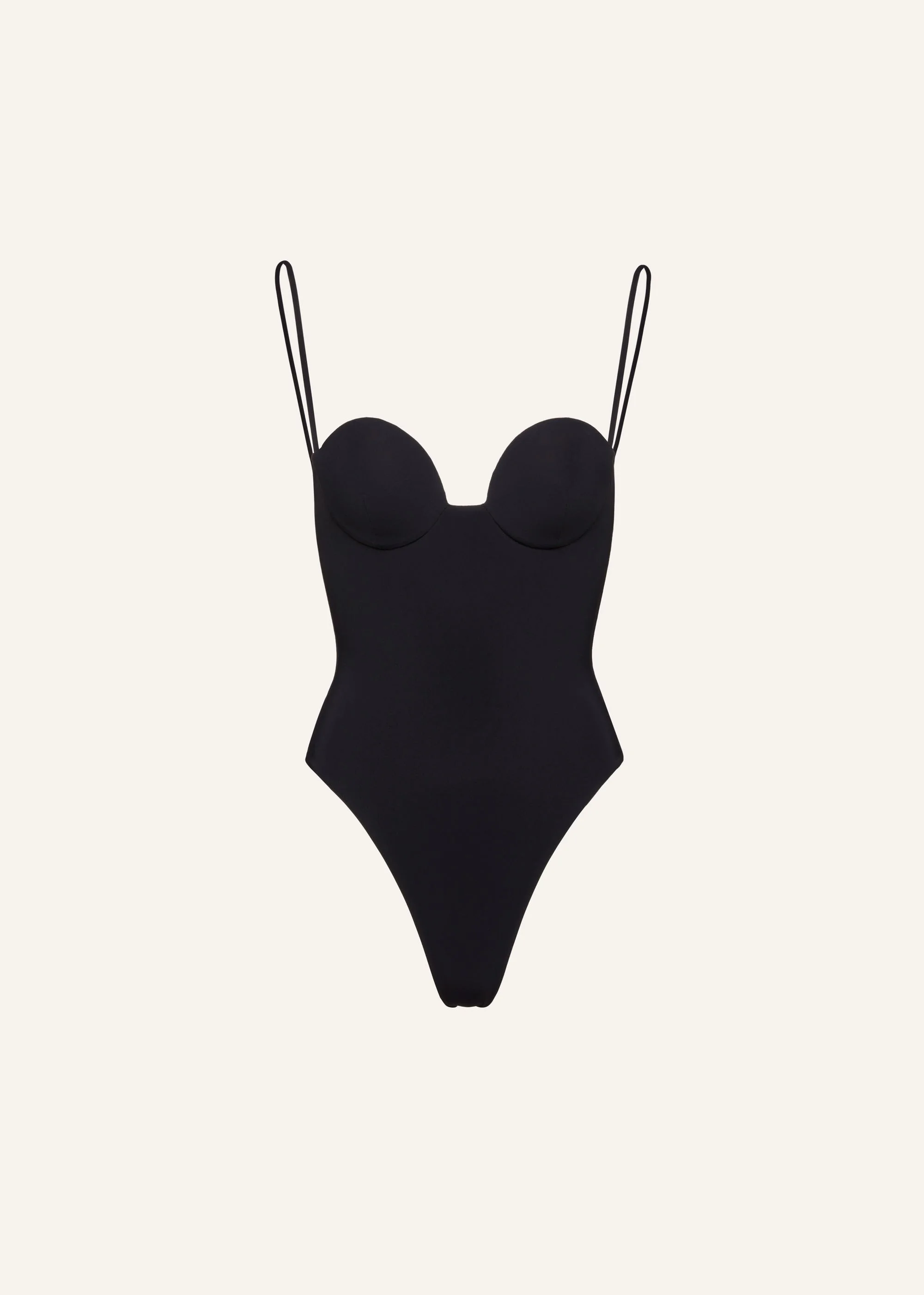 Retro bustier swimsuit in black - 1