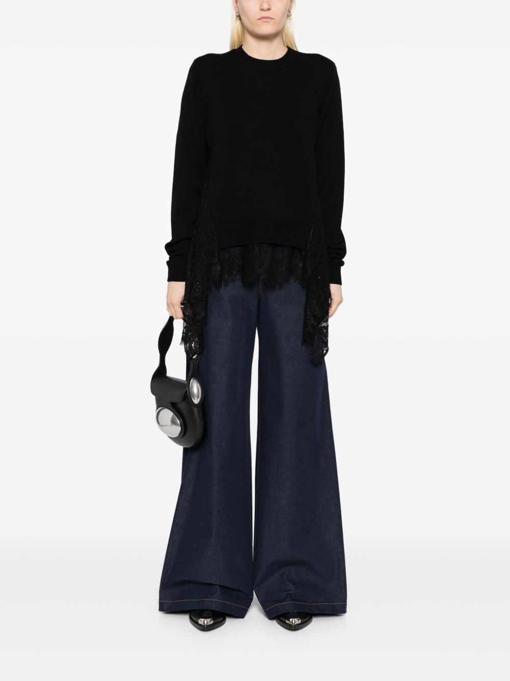 lace-insert sweater - 2
