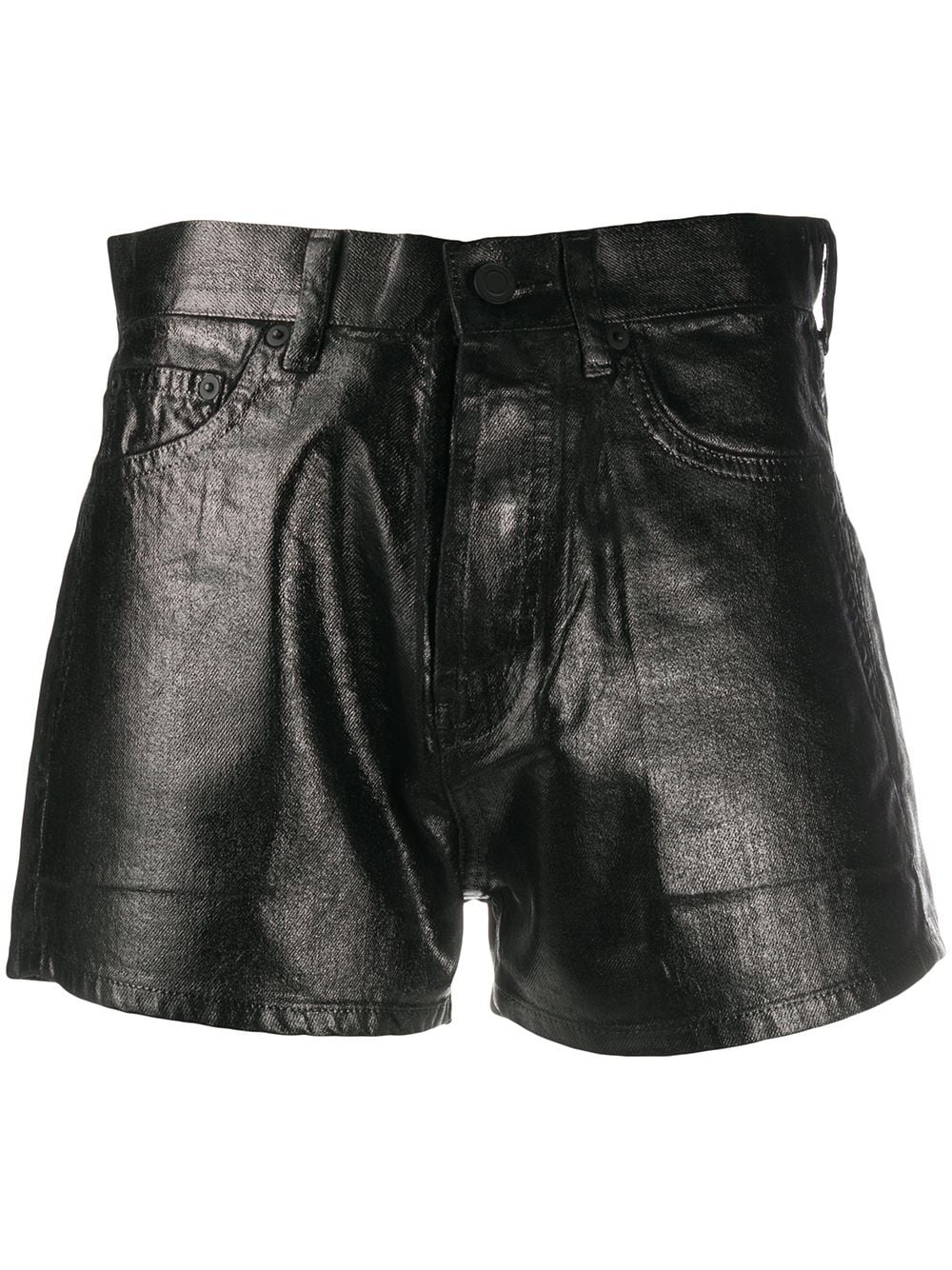 faux-leather slim fit shorts - 1