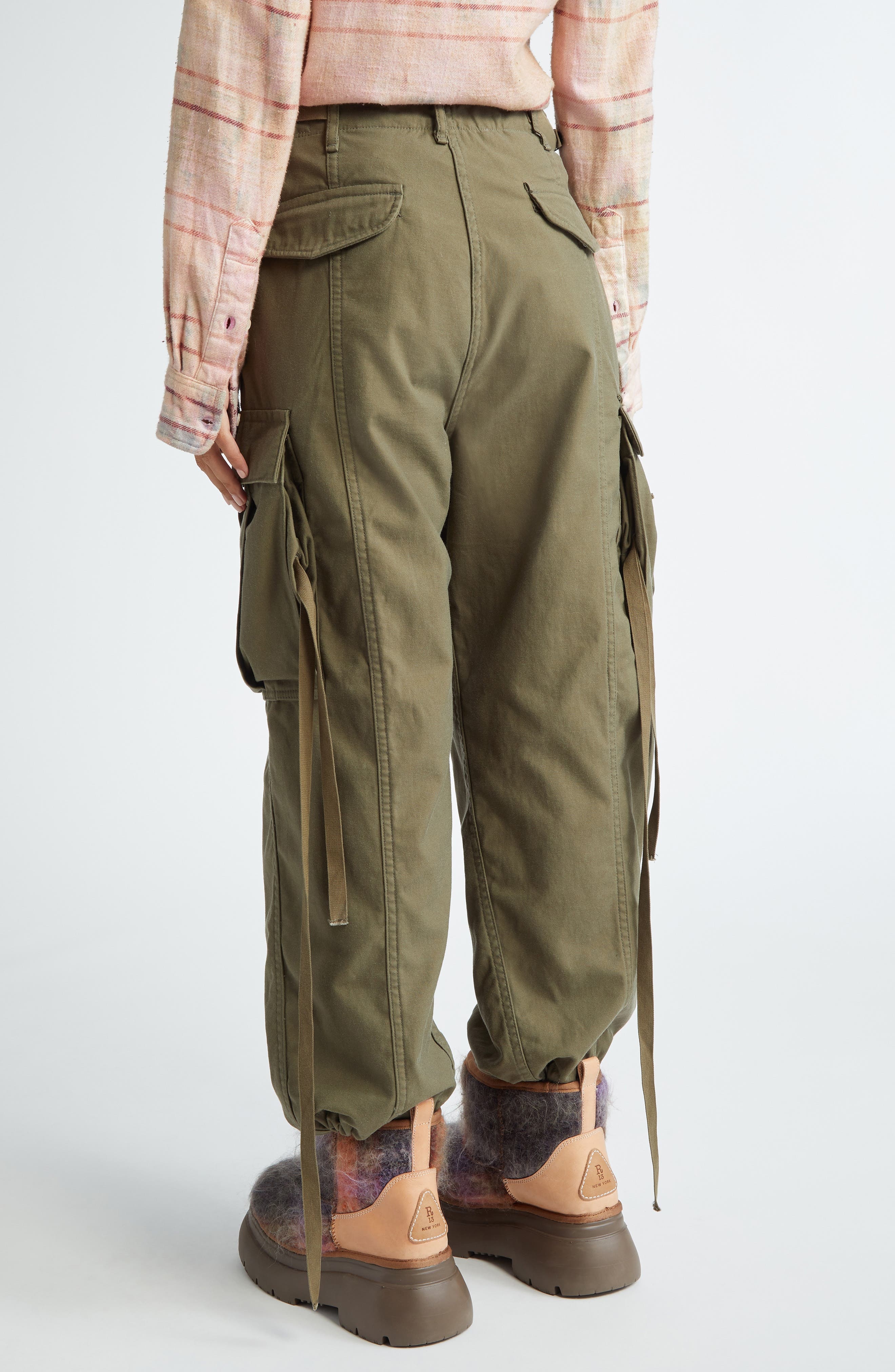 R13 Cotton Twill Parachute Cargo Pants in Vintage Olive Drab at Nordstrom - 3