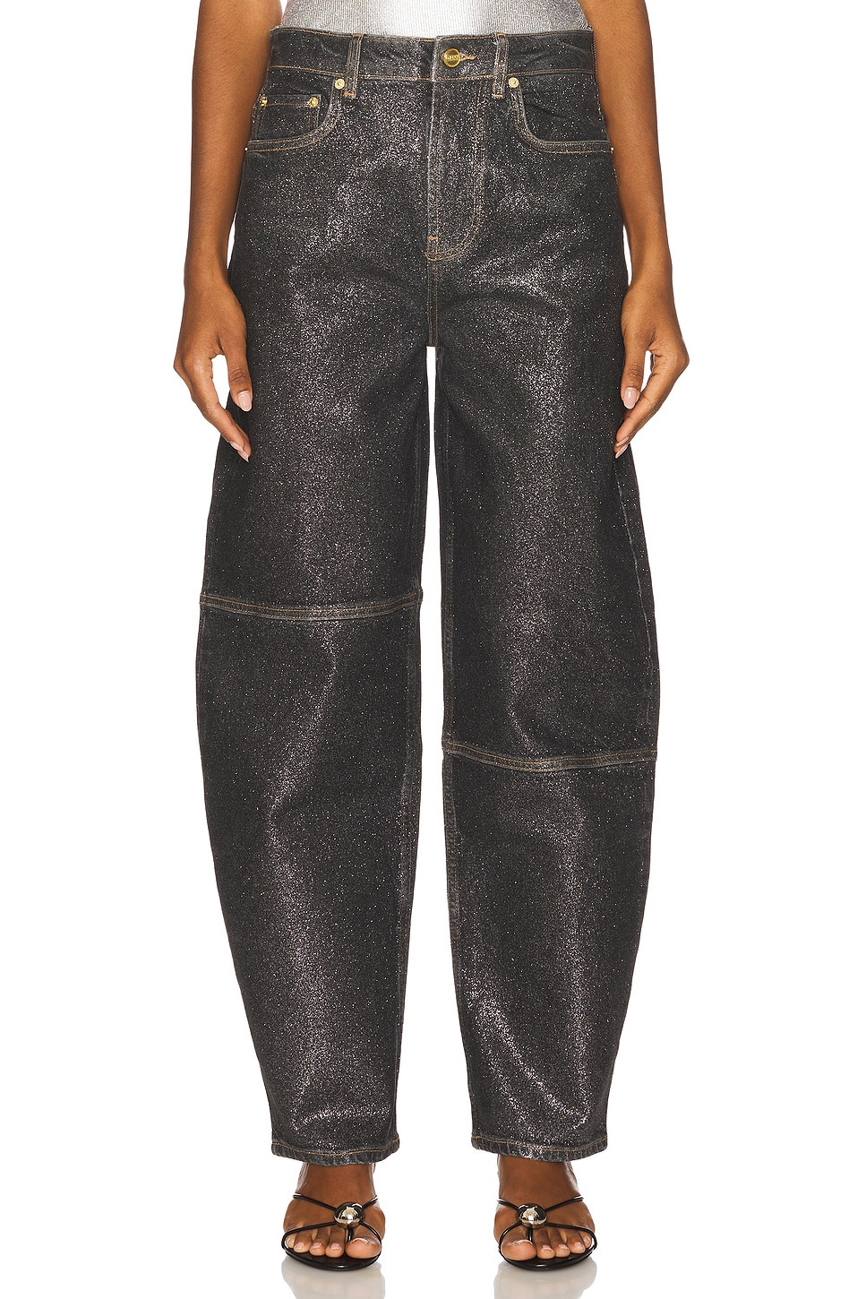 Shimmery Foil Denim Stary - 1