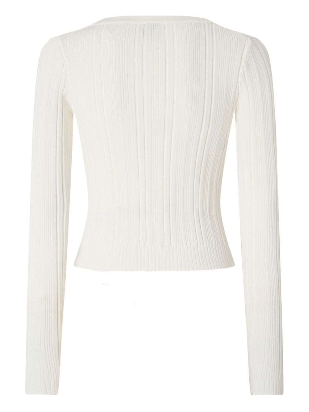 ribbed V-neck cardigan - 2