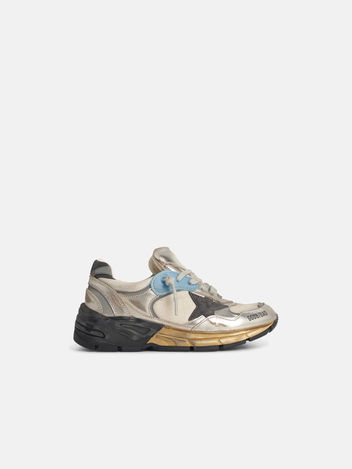 DAD-STAR' WOMAN IN MESH AND SILVER LAMINATED LEATHER WITH BLACK SUEDE STAR - 1