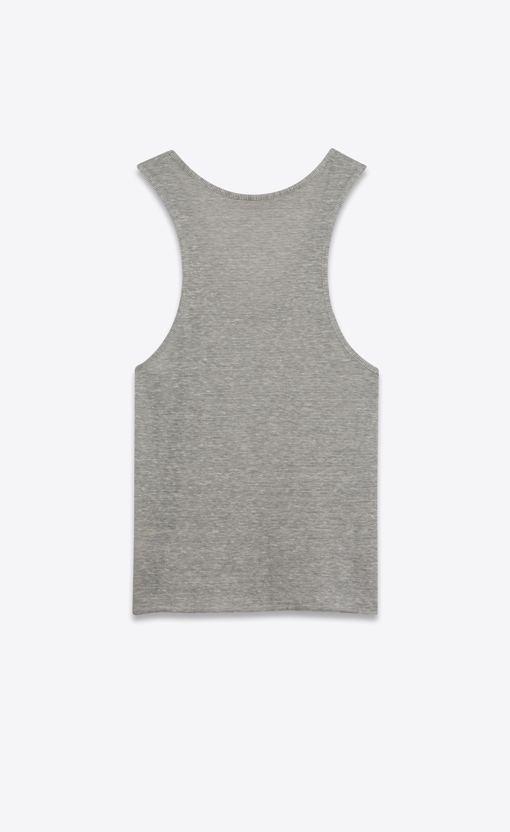 striped monogram tank top in linen cotton jersey - 2