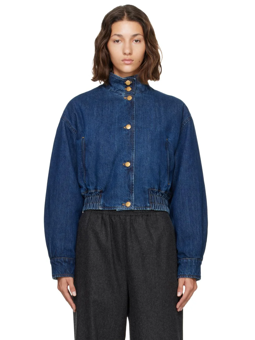 Blue Denim Padded Blouson Jacket - 1